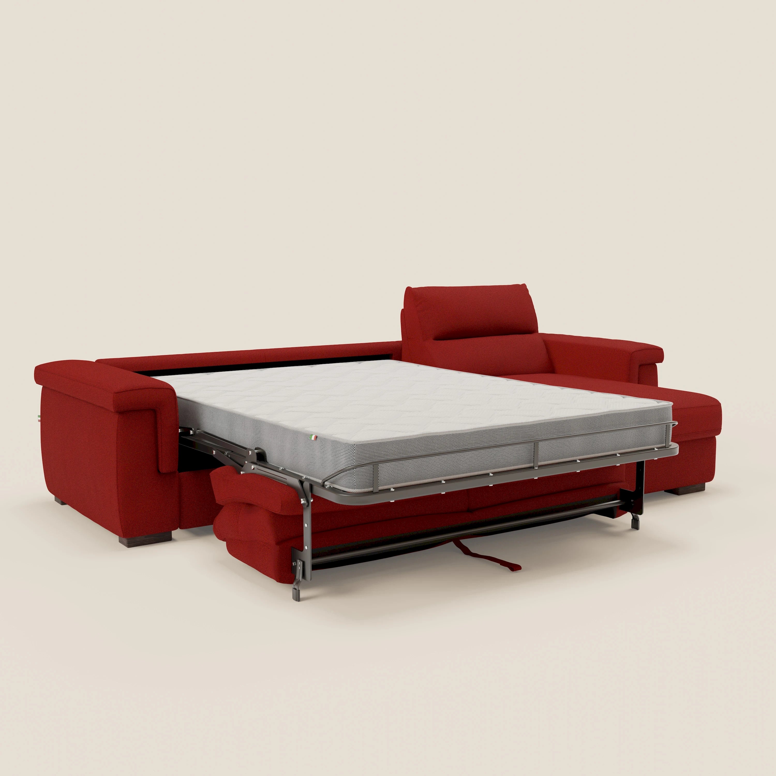 Magnolia canapé d'angle convertible avec méridienne coffre - matelas H 18cm en tissu détachable T05