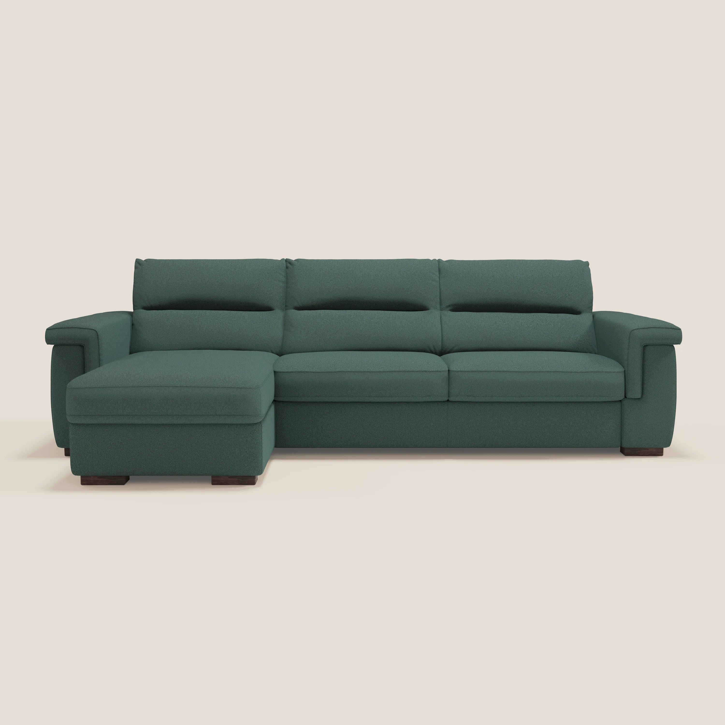 Magnolia canapé d'angle convertible avec méridienne coffre - matelas H 18cm en tissu détachable T05
