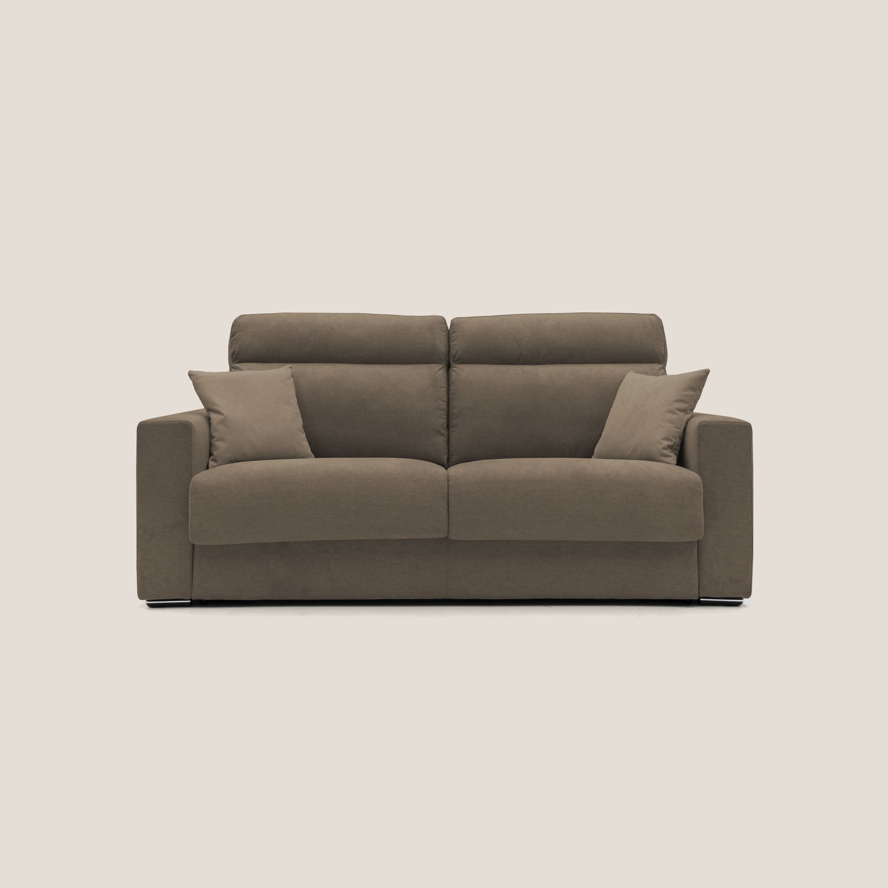 Nikita Divano letto matrimoniale con schienale morbido alto e rivestimento T02 marrone - divani.store