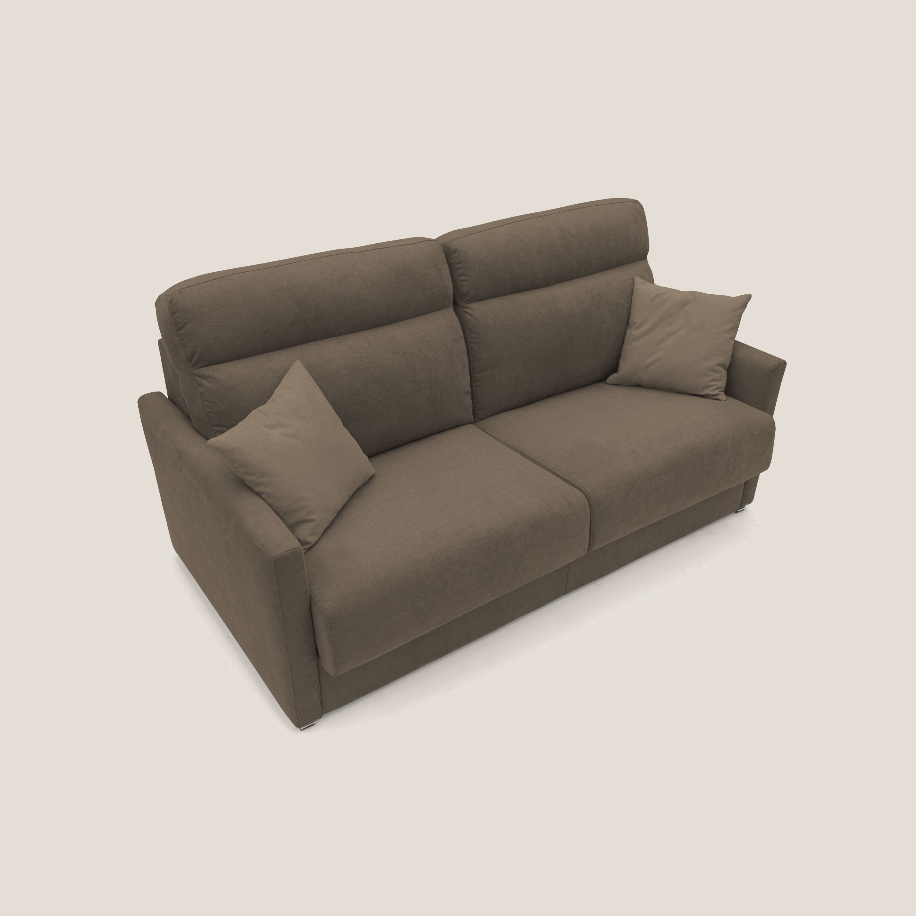 Margot Divano letto matrimoniale con schienale morbido alto in tessuto T02 marrone - divani.store