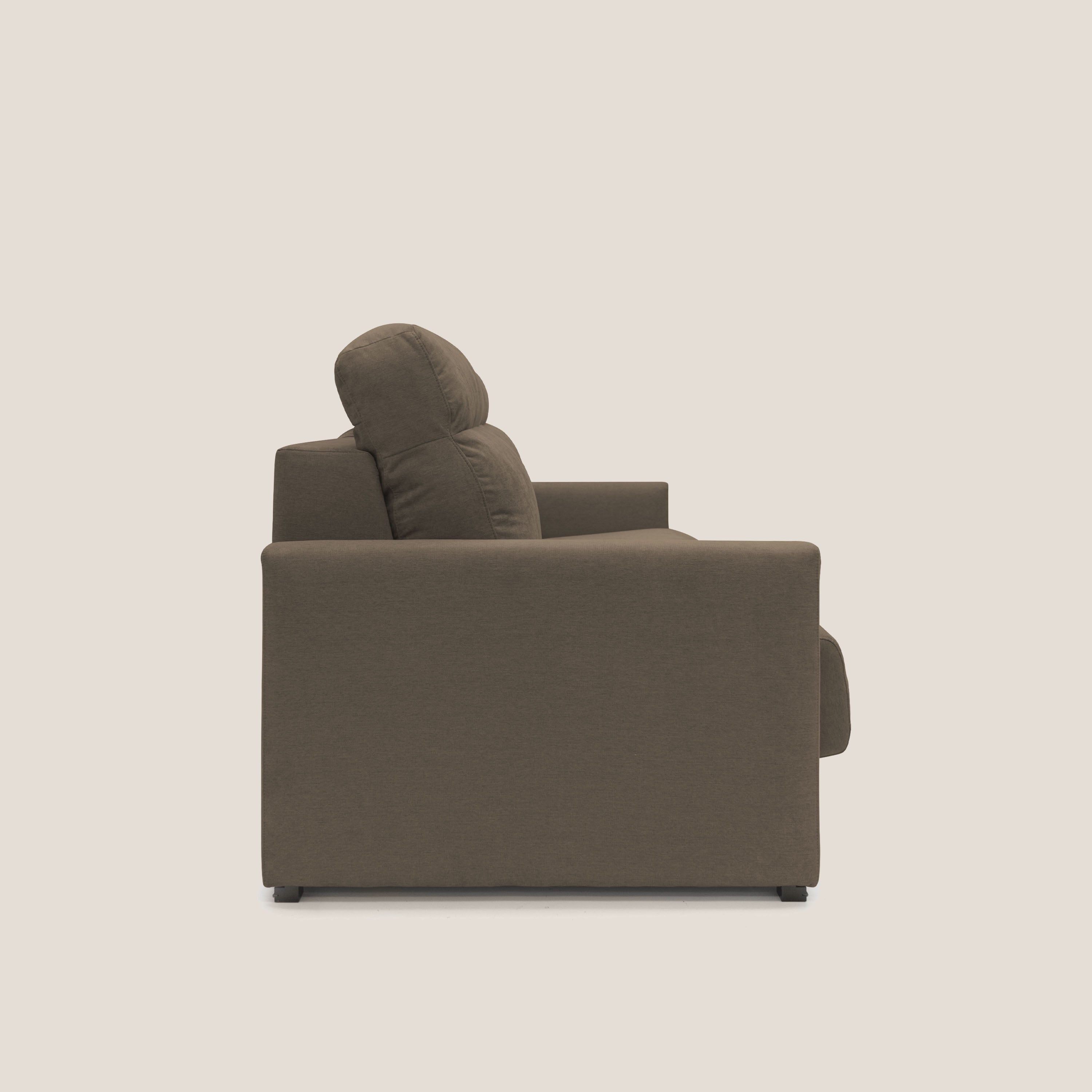 Margot Divano letto matrimoniale con schienale morbido alto in tessuto T02 marrone - divani.store