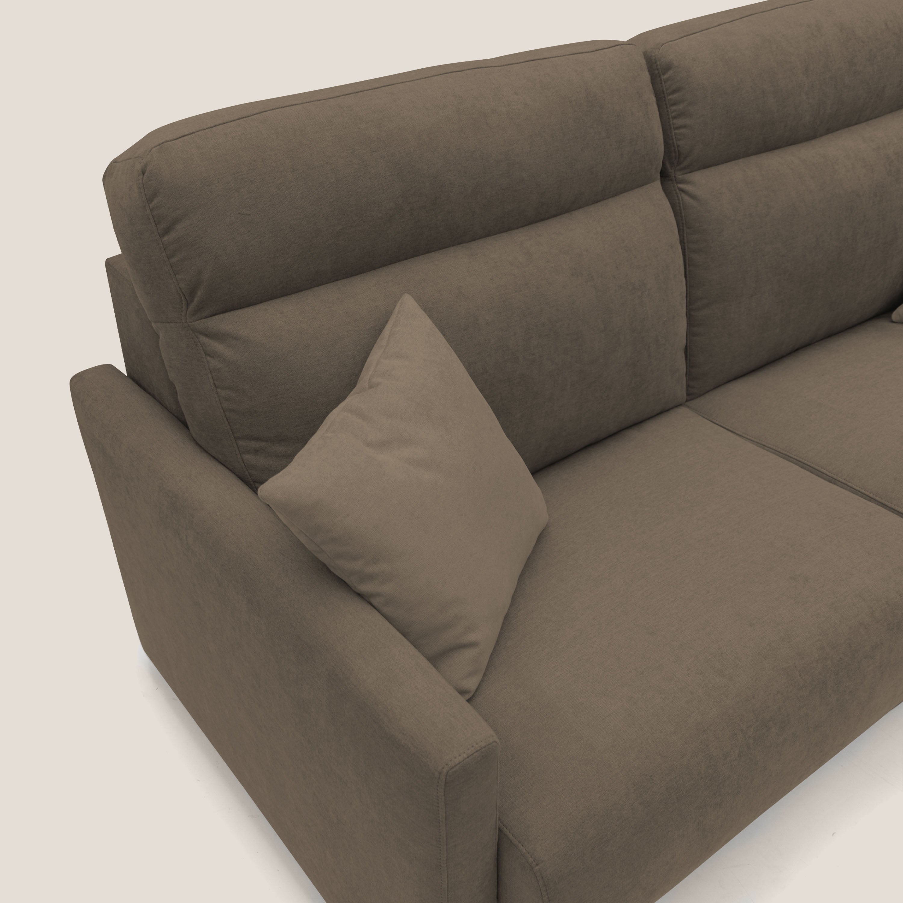 Margot Divano letto matrimoniale con schienale morbido alto in tessuto T02 marrone - divani.store