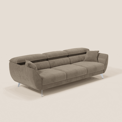 Michelangelo 4 Posti – Divano con 3 sedute estensibili e poggiatesta reclinabili in elegante tessuto vellutino smacchiabile T30 - divani.store