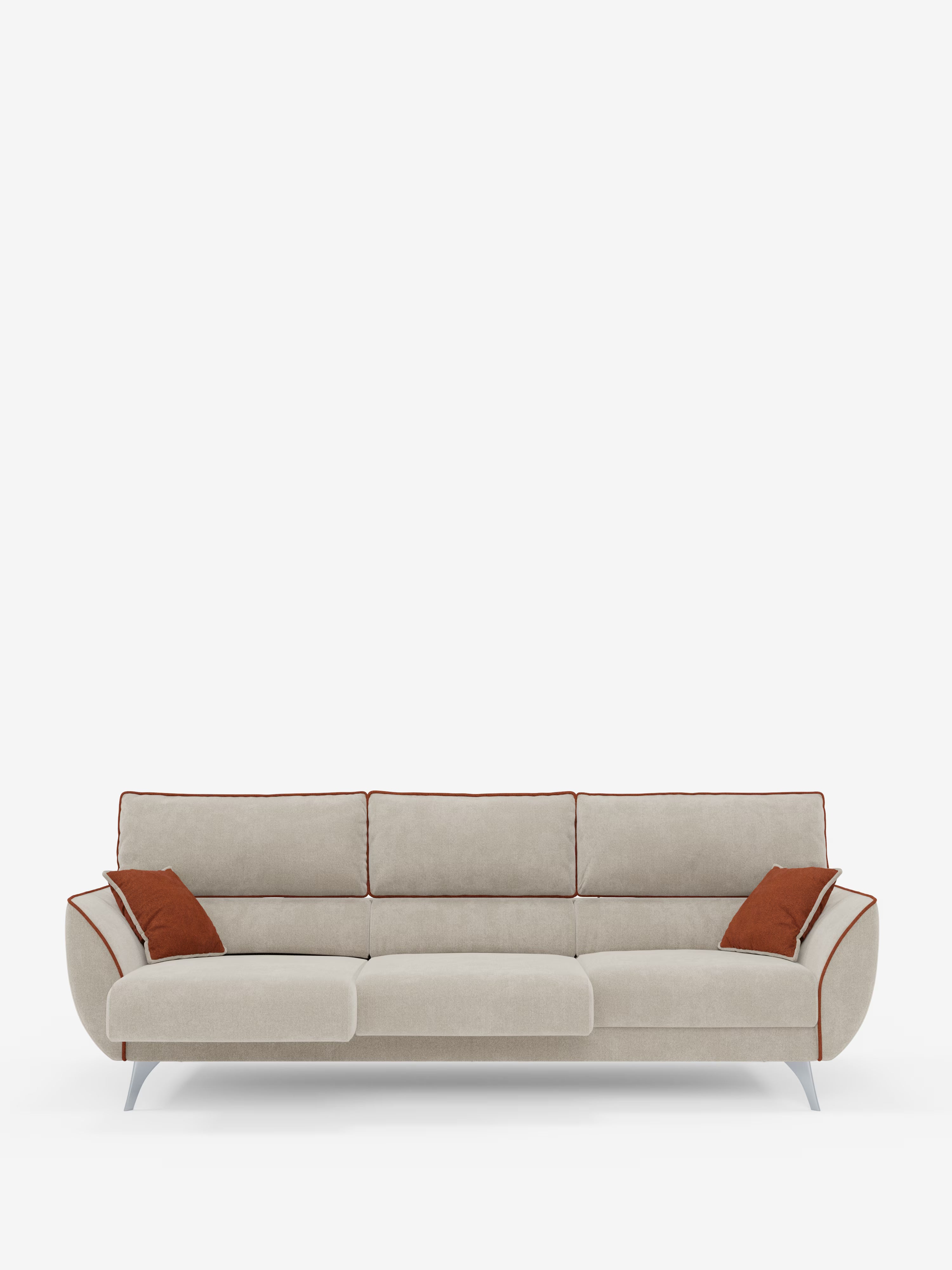 Michelangelo 4 places bicolore - Canapé avec 3 assises coulissantes et têtières réglables en tissu détachable T23
