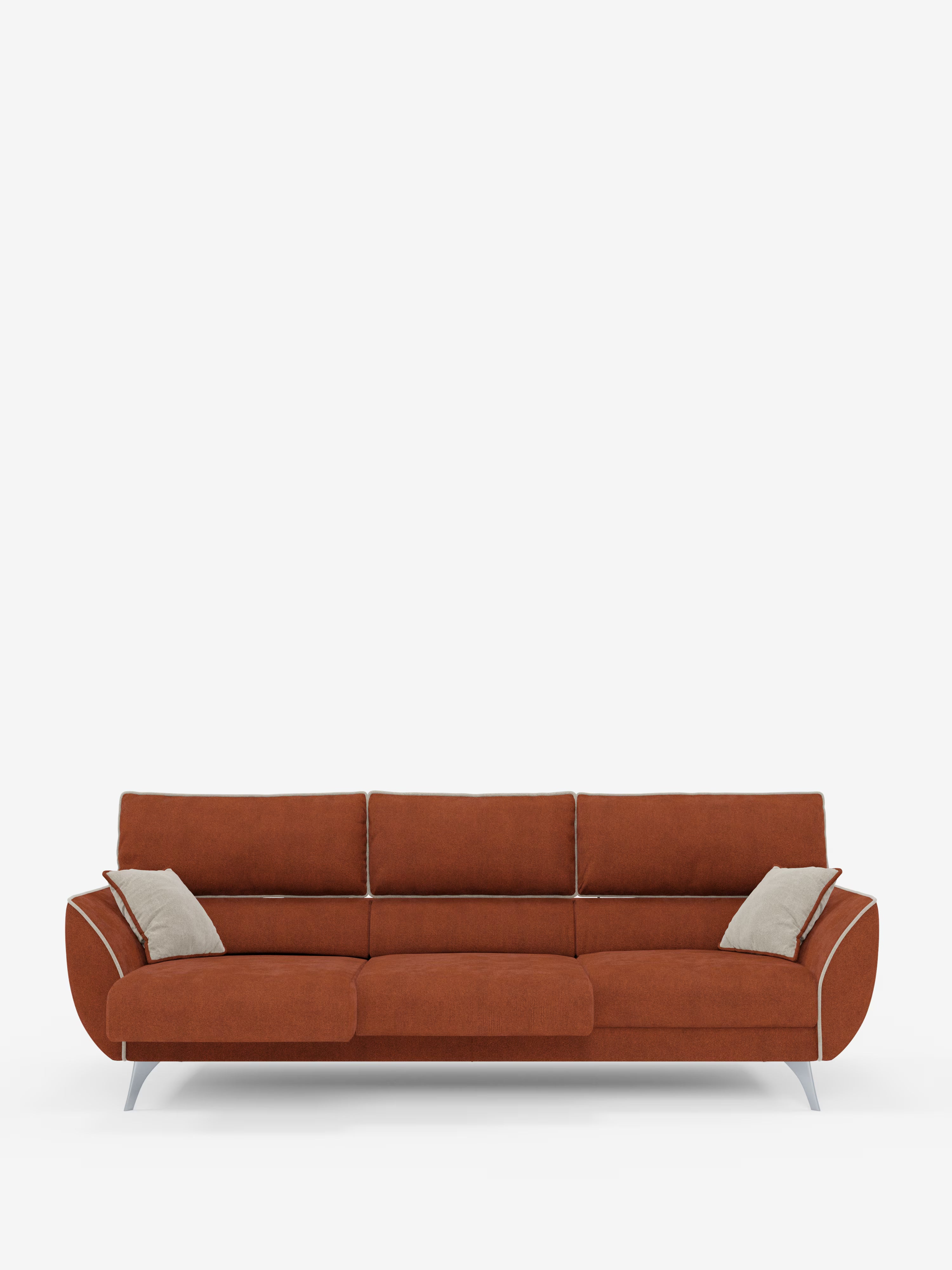 Michelangelo 4 places bicolore - Canapé avec 3 assises coulissantes et têtières réglables en tissu détachable T23