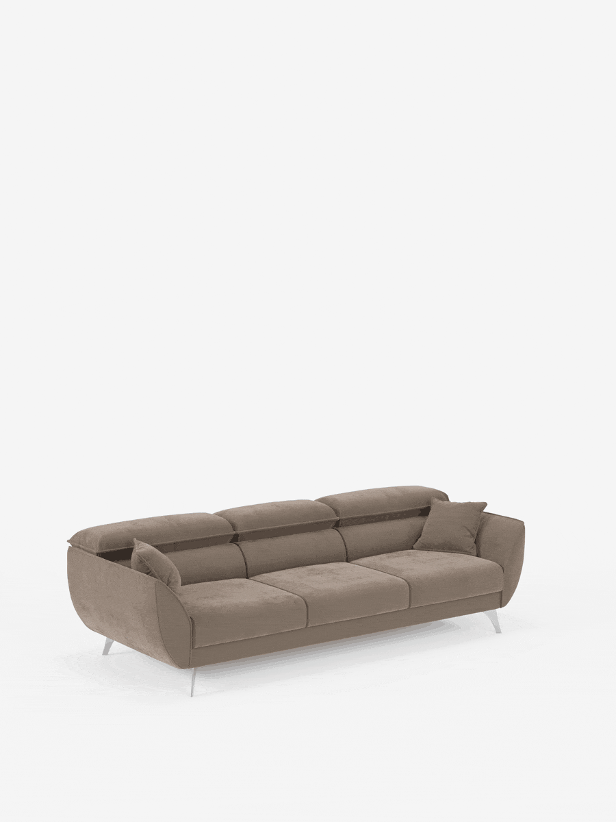 Michelangelo 4 places - Canapé avec 3 assises coulissantes et têtières réglables en tissu détachable T30