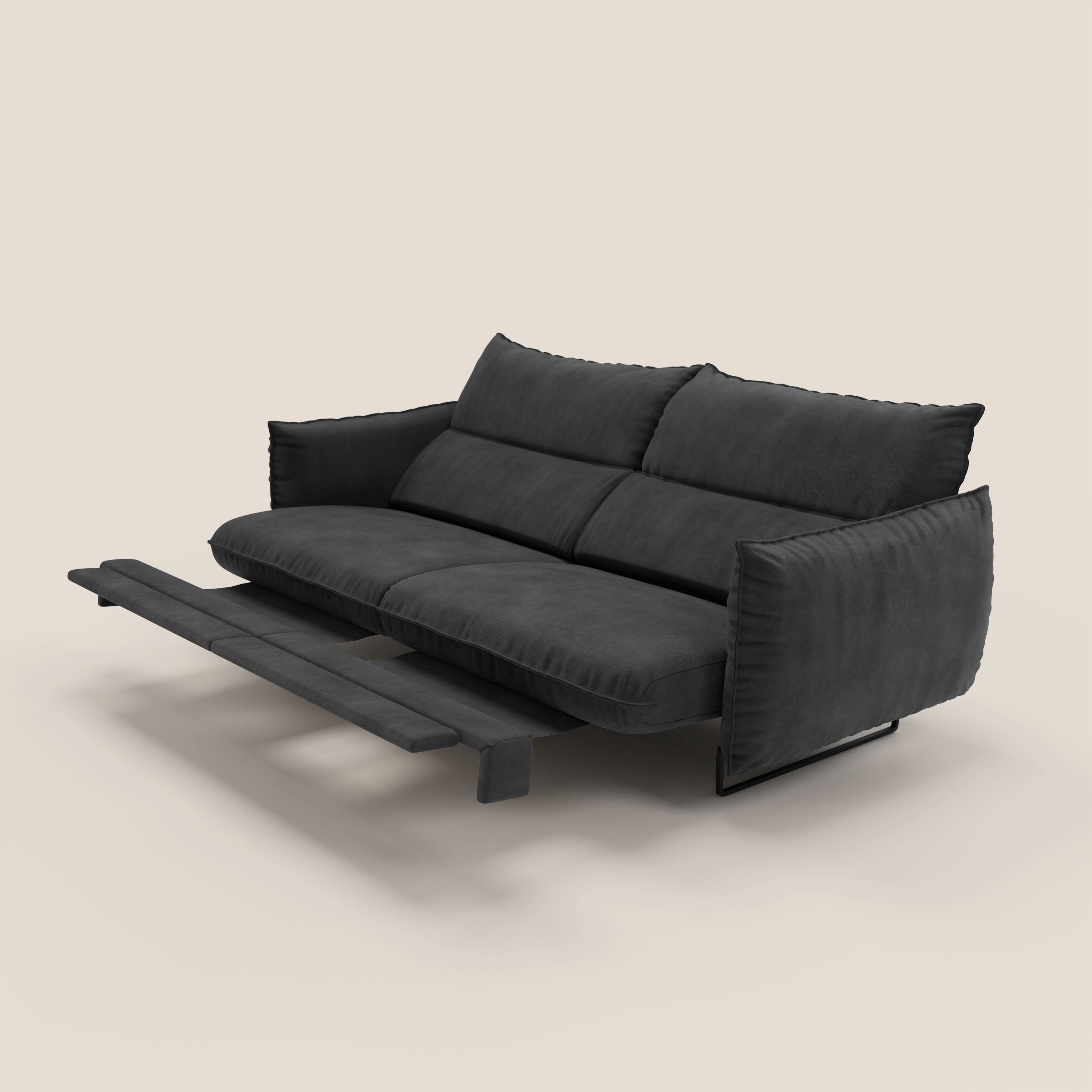 Monamour Divano dal design moderno con opzione relax elettrico in microfibra smacchiabile impermeabile T11 nero - divani.store