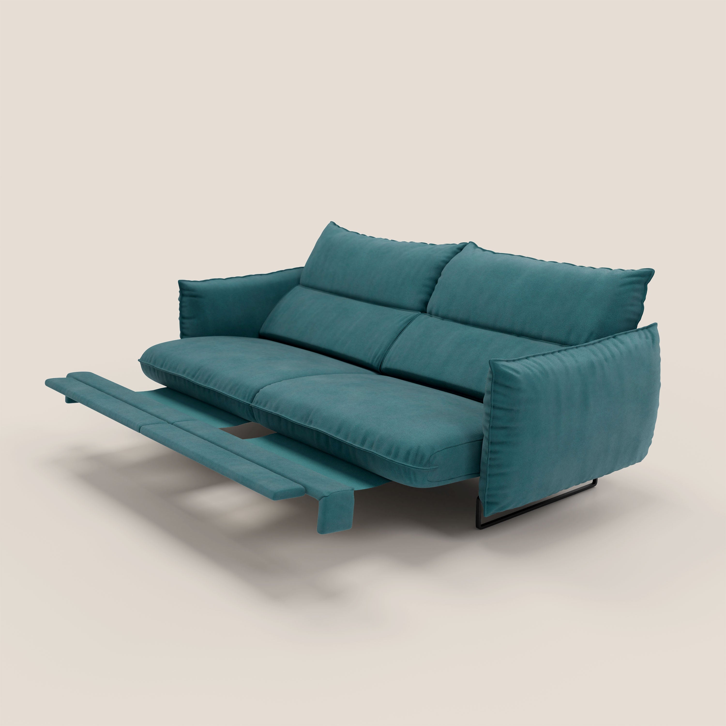 Monamour Divano dal design moderno con opzione relax elettrico in microfibra smacchiabile impermeabile T11 petrolio - divani.store