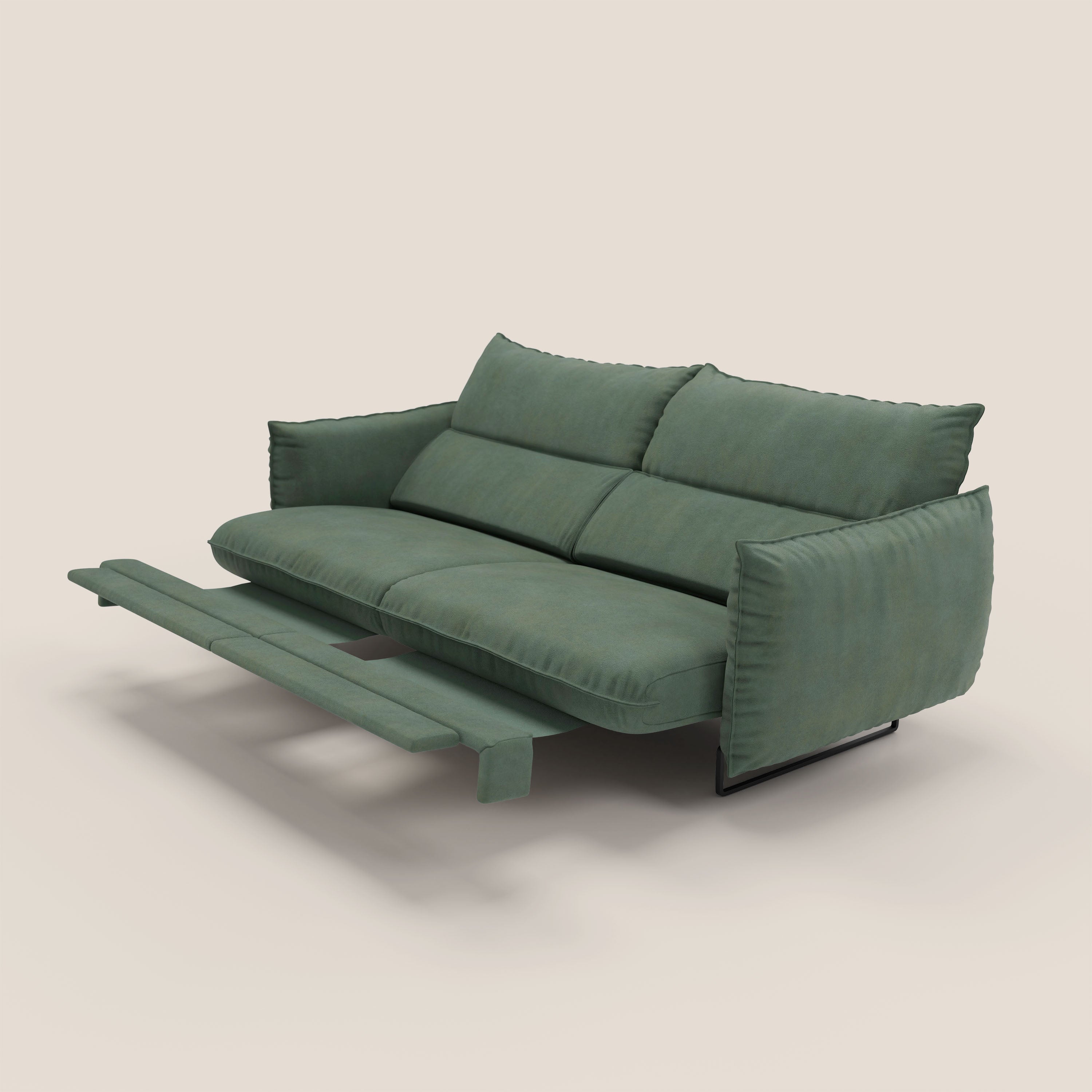 Monamour Divano dal design moderno con opzione relax elettrico in microfibra smacchiabile impermeabile T11 verde - divani.store