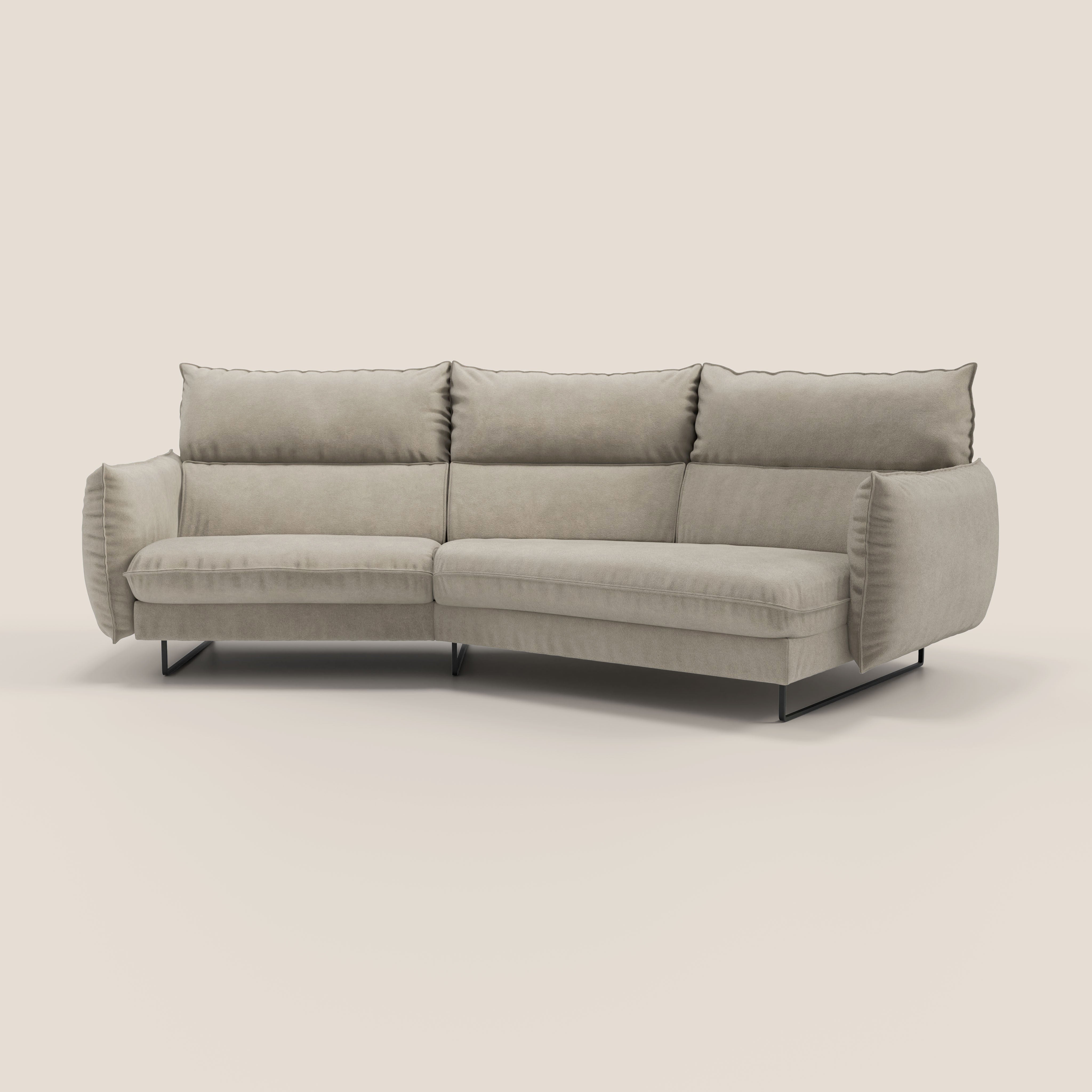 Monamour divano moderno angolare con opzione relax elettrico in microfibra smacchiabile impermeabile T11 tortora - divani.store