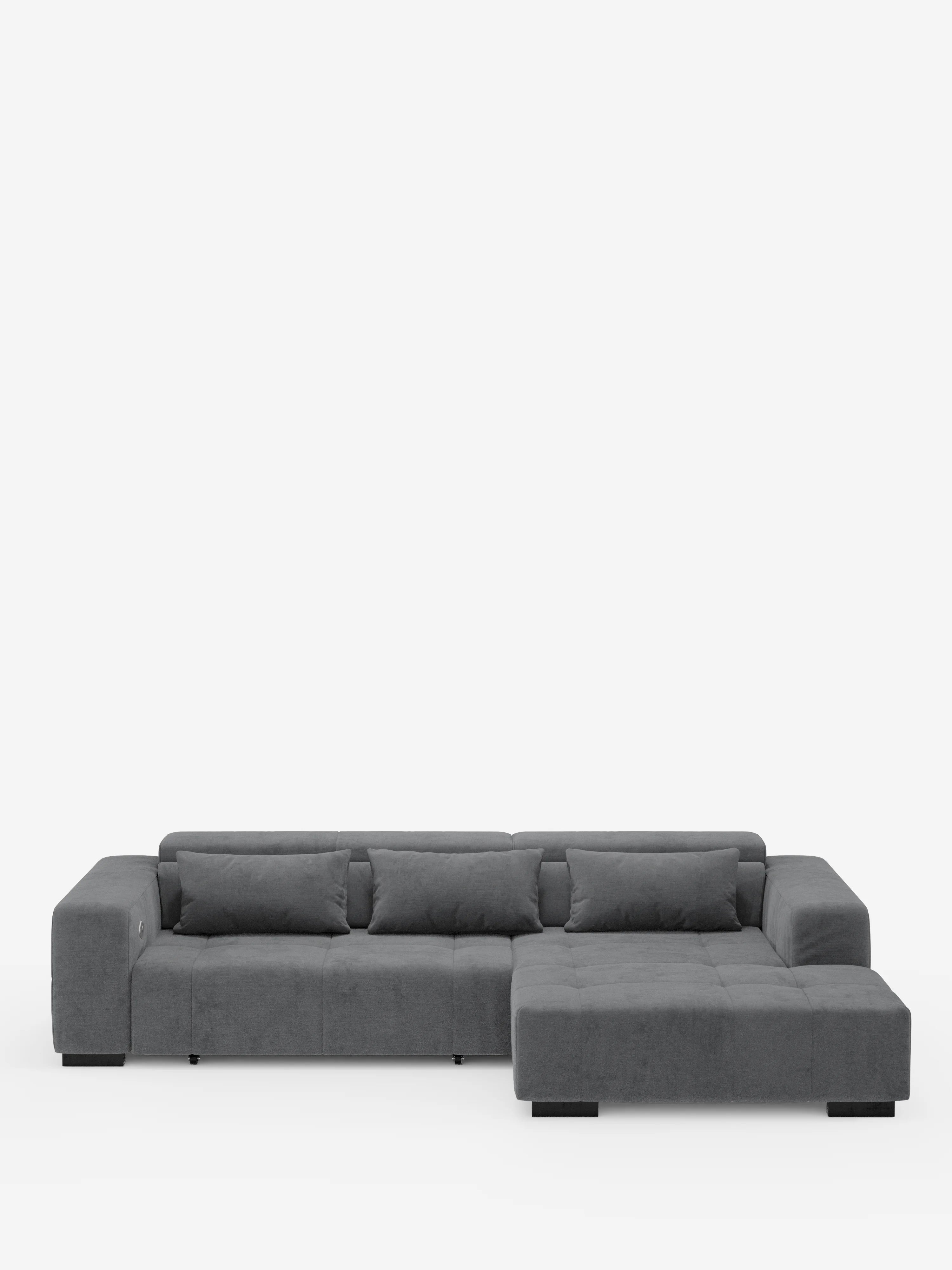 Monarch canapé d’angle avec méridienne et relaxation électrique pour allongement des assises - Appuie-têtes inclinables en tissu doux détachable T31