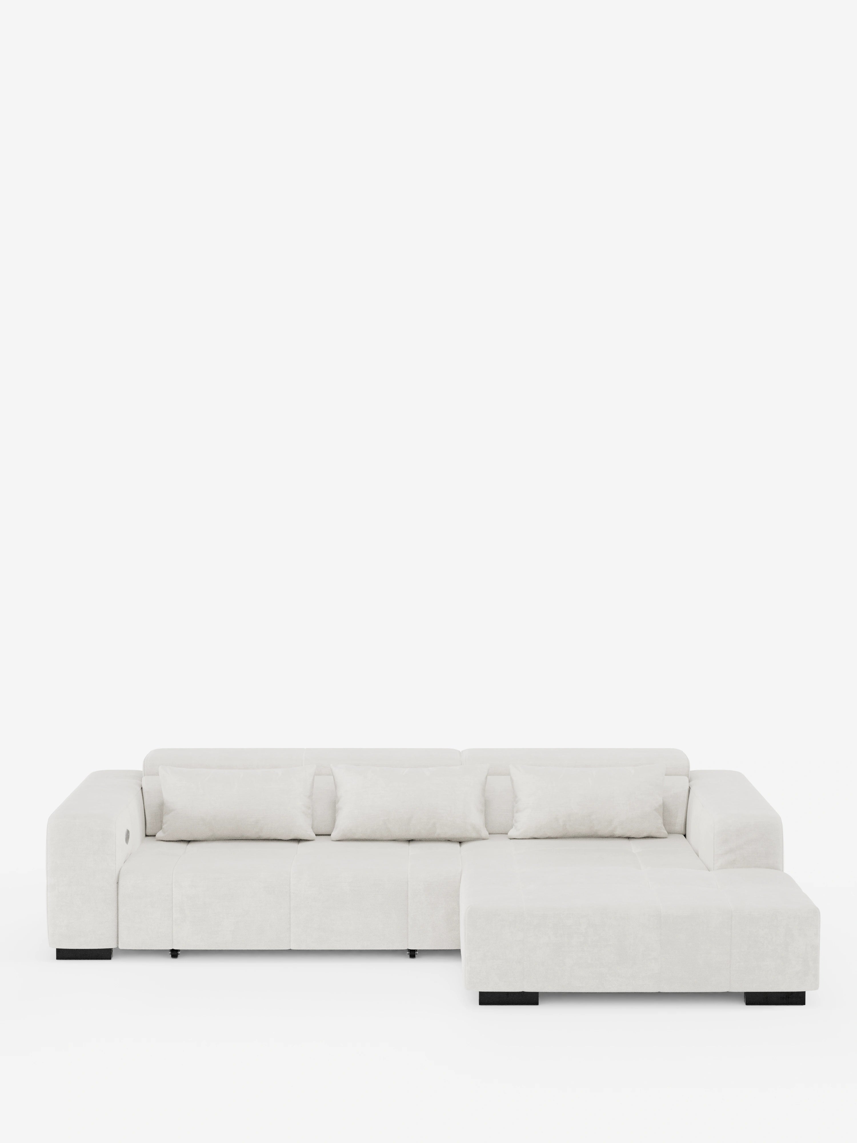 Monarch canapé d’angle avec méridienne et relaxation électrique pour allongement des assises - Appuie-têtes inclinables en tissu doux détachable T31