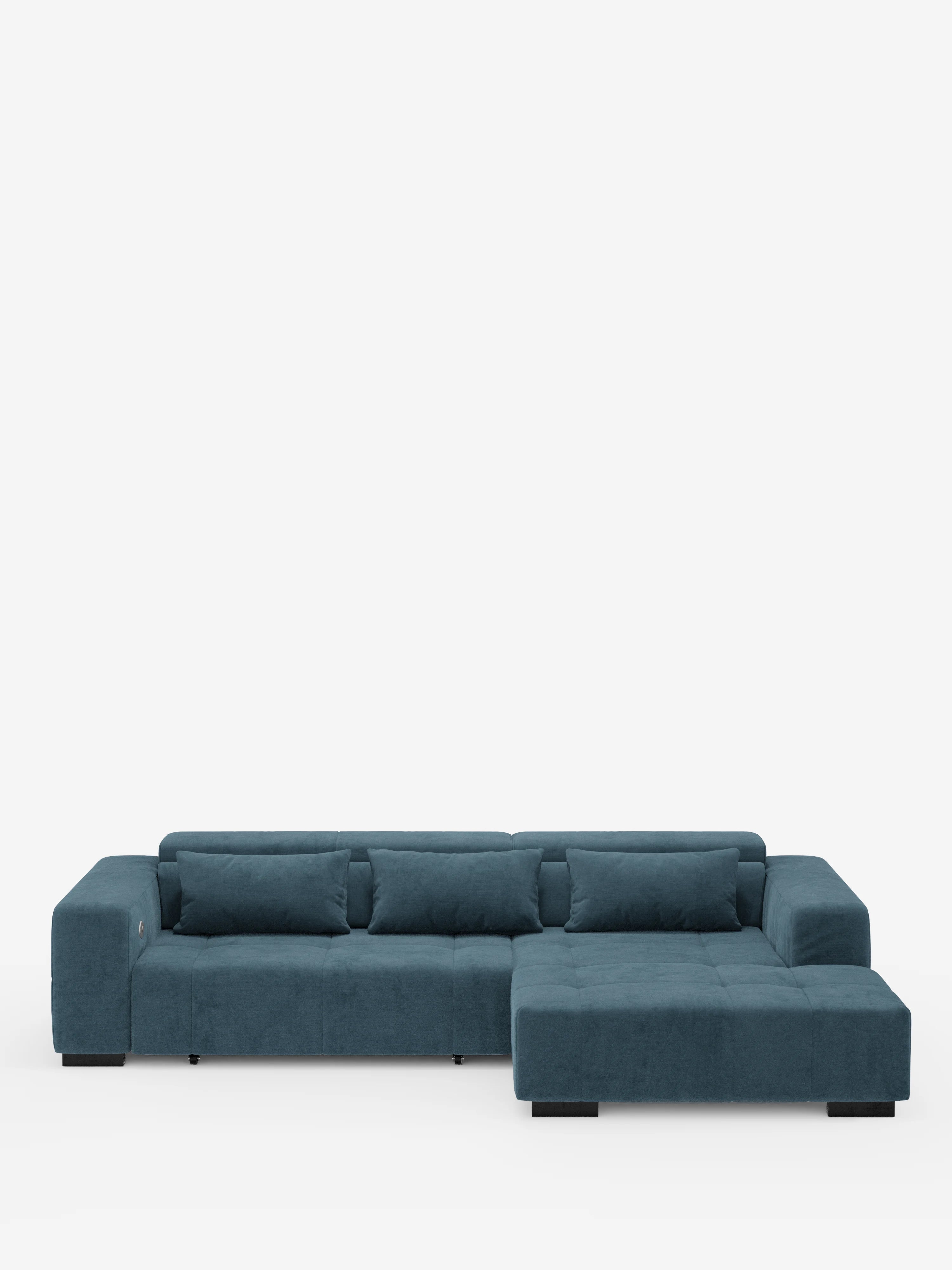 Monarch canapé d’angle avec méridienne et relaxation électrique pour allongement des assises - Appuie-têtes inclinables en tissu doux détachable T31
