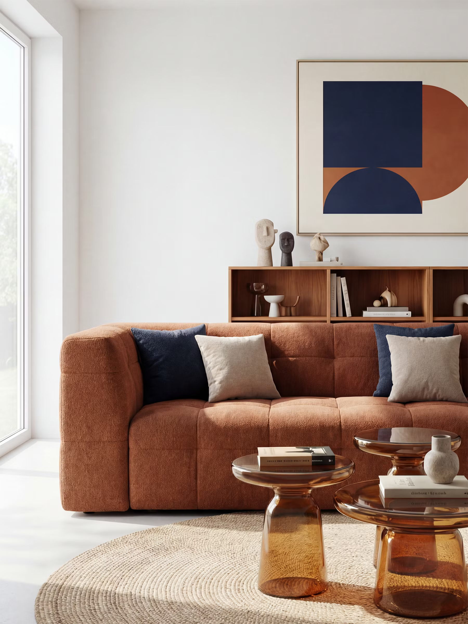 Mosaic – Canapé modulable 3 places en bouclé : avec finition capitonnée et design en tissu détachable T21
