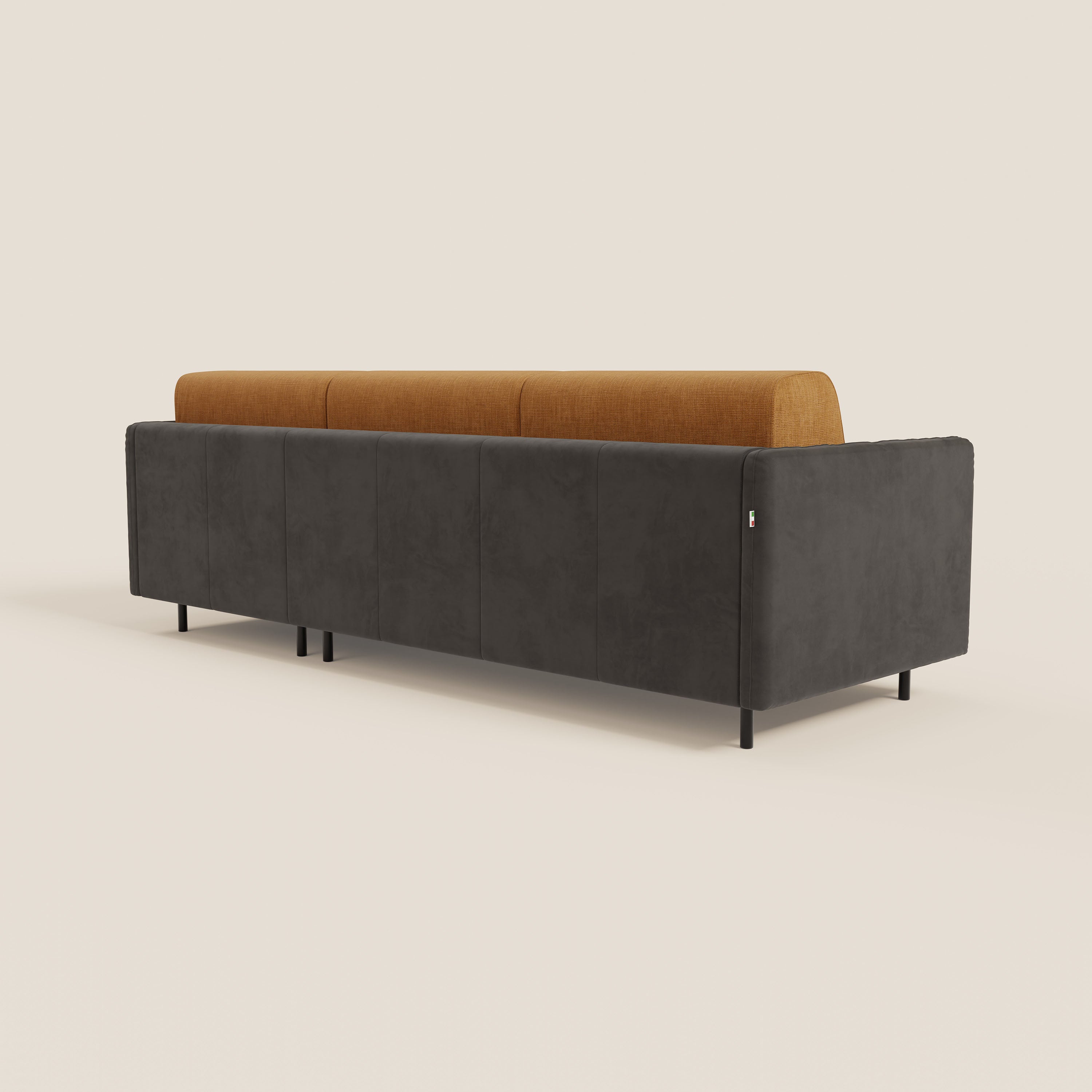 Narciso divano letto angolare con materasso alto 18 cm e penisola contenitore in tessuto bicolore impermeabile T11 e T06 - divani.store