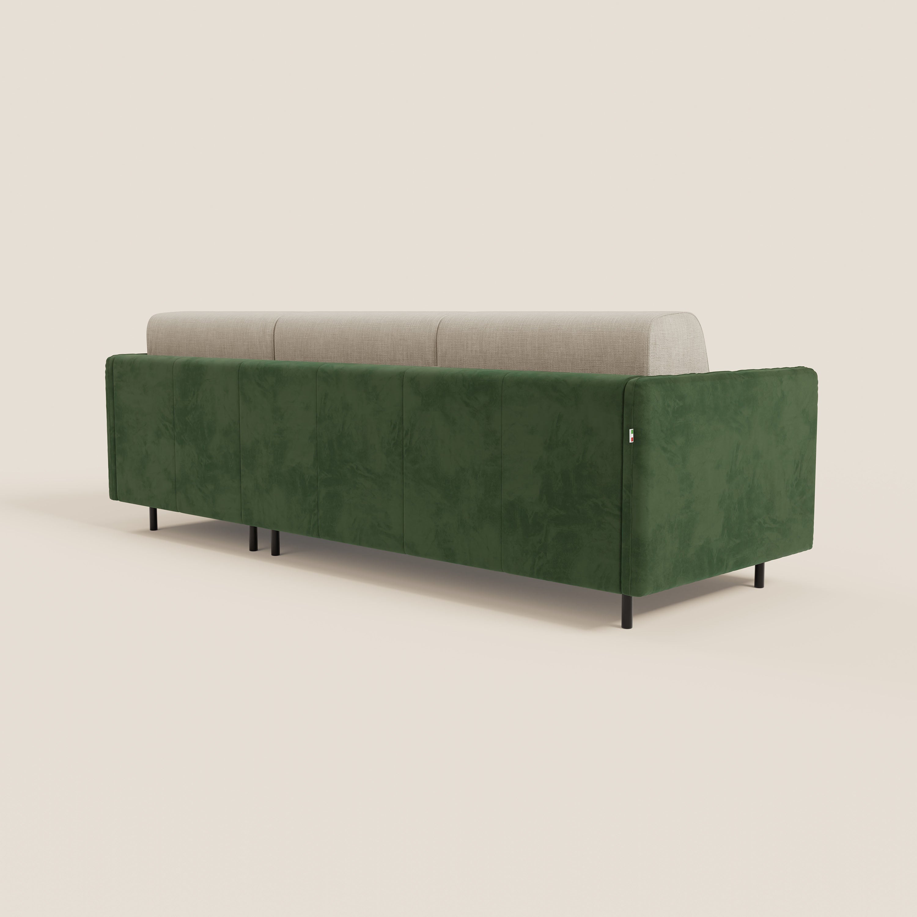 Narciso divano letto angolare con materasso alto 18 cm e penisola contenitore in tessuto bicolore impermeabile T11 e T06 - divani.store