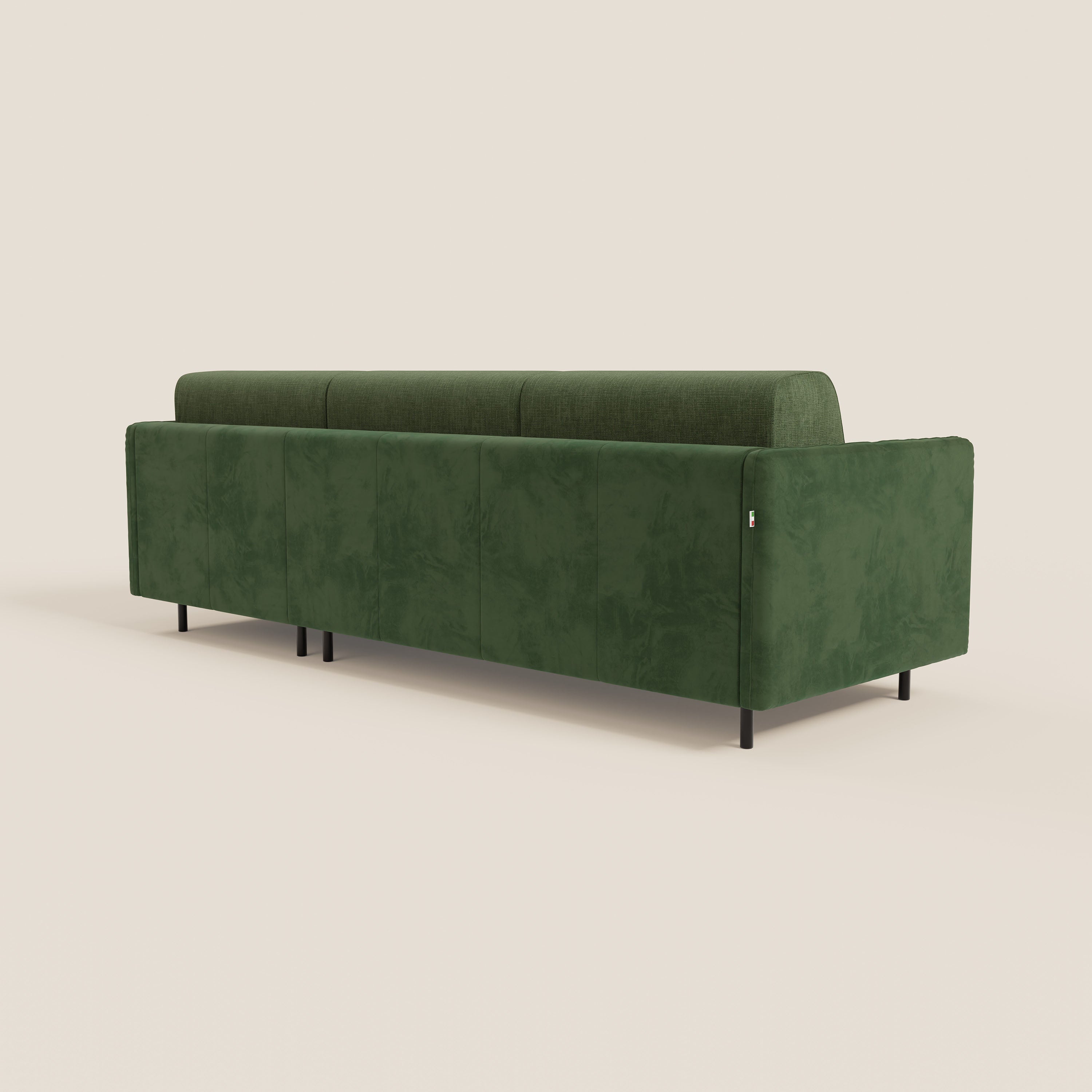 Narciso divano letto angolare con materasso alto 18 cm e penisola contenitore in tessuto bicolore impermeabile T11 e T06 - divani.store