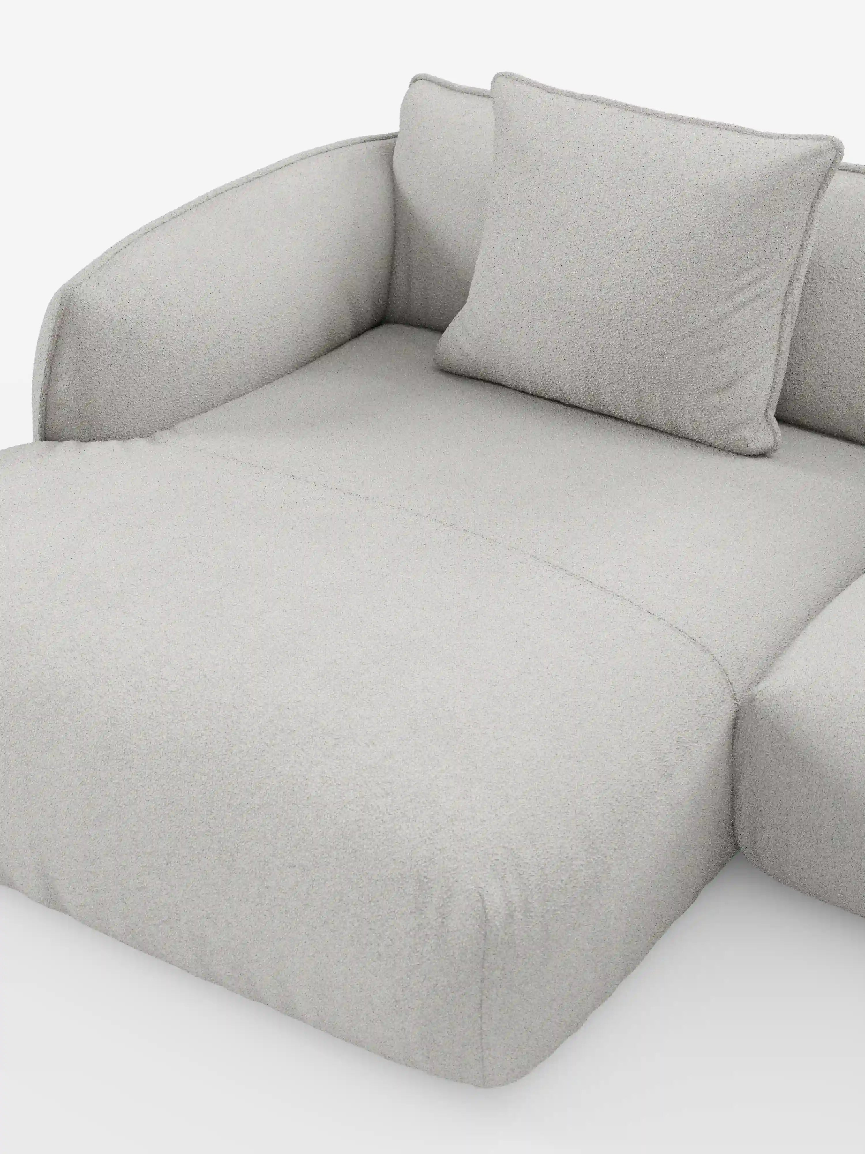 Nimbus canapé d’angle panoramique modulable avec méridienne et angle en tissu détachable T33