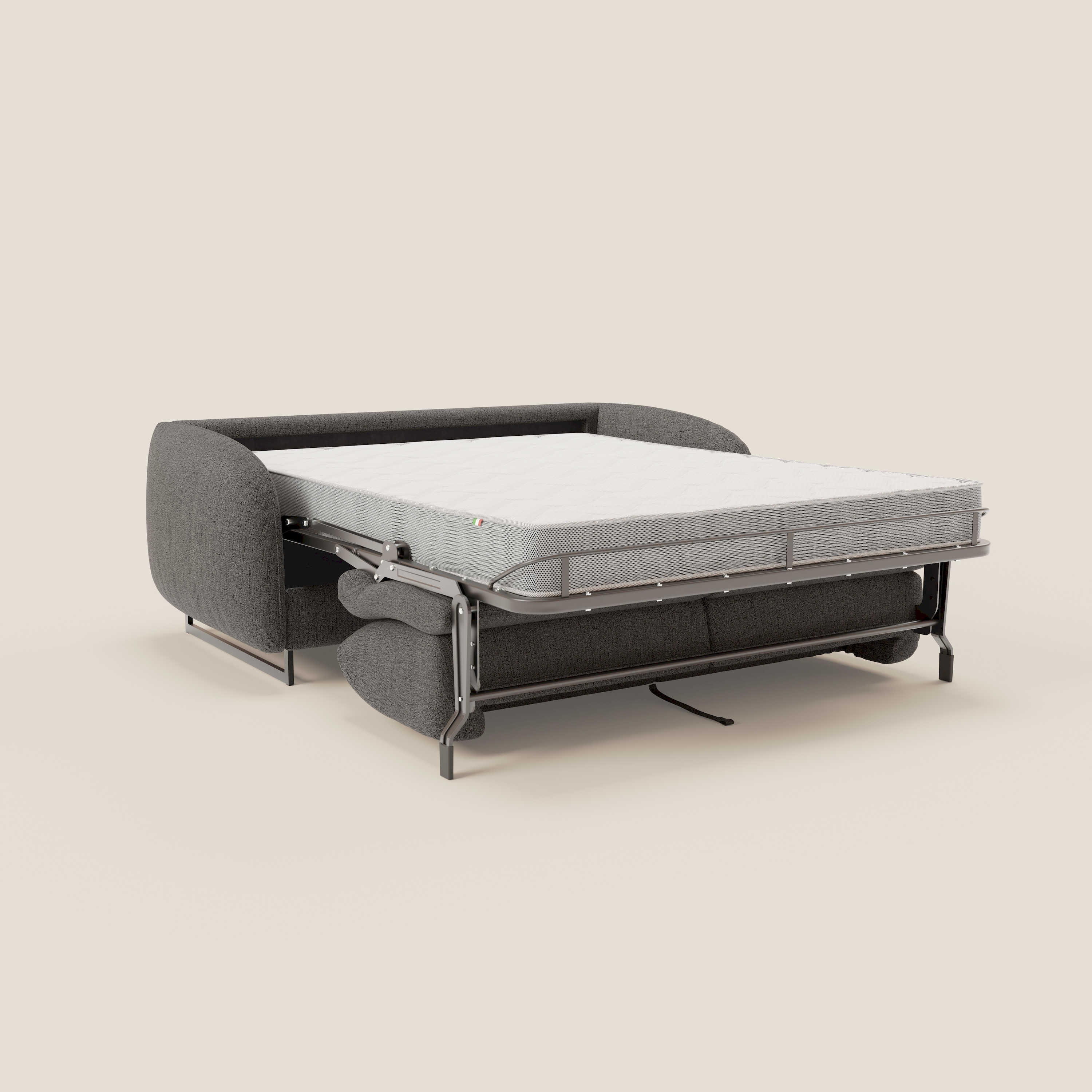 Ninfea divano letto Design Morbido con Piedini alti in Metallo e Materasso H18 cm in tessuto impermeabile T03 - divani.store