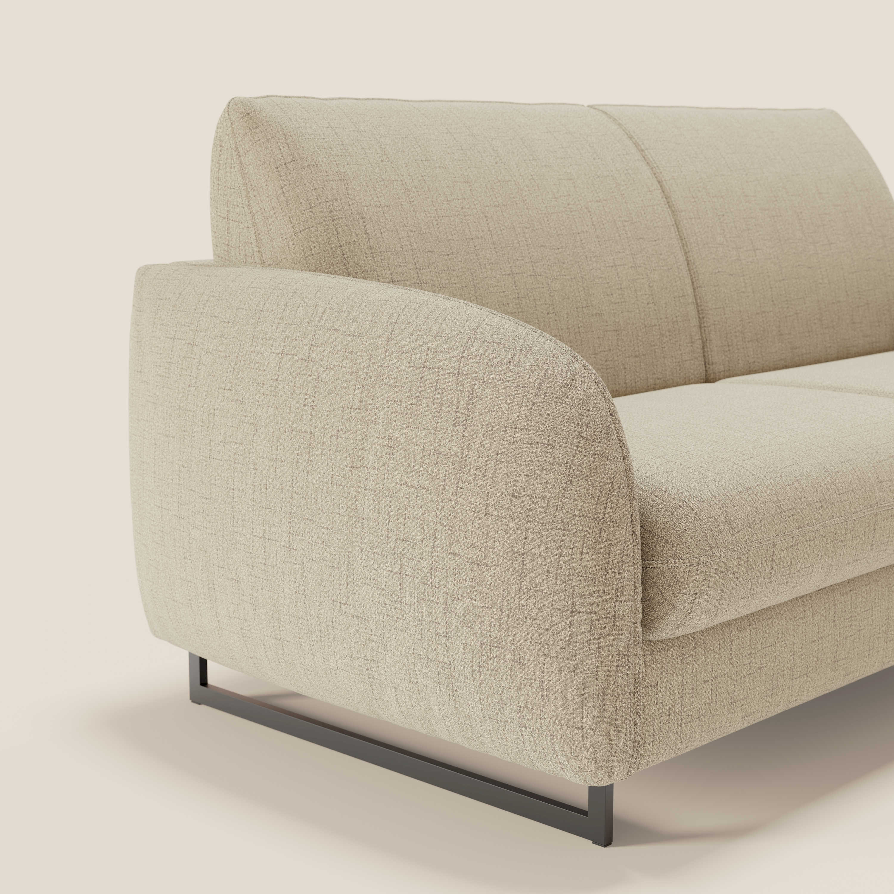 Ninfea divano letto Design Morbido con Piedini alti in Metallo e Materasso H18 cm in tessuto impermeabile T03 - divani.store