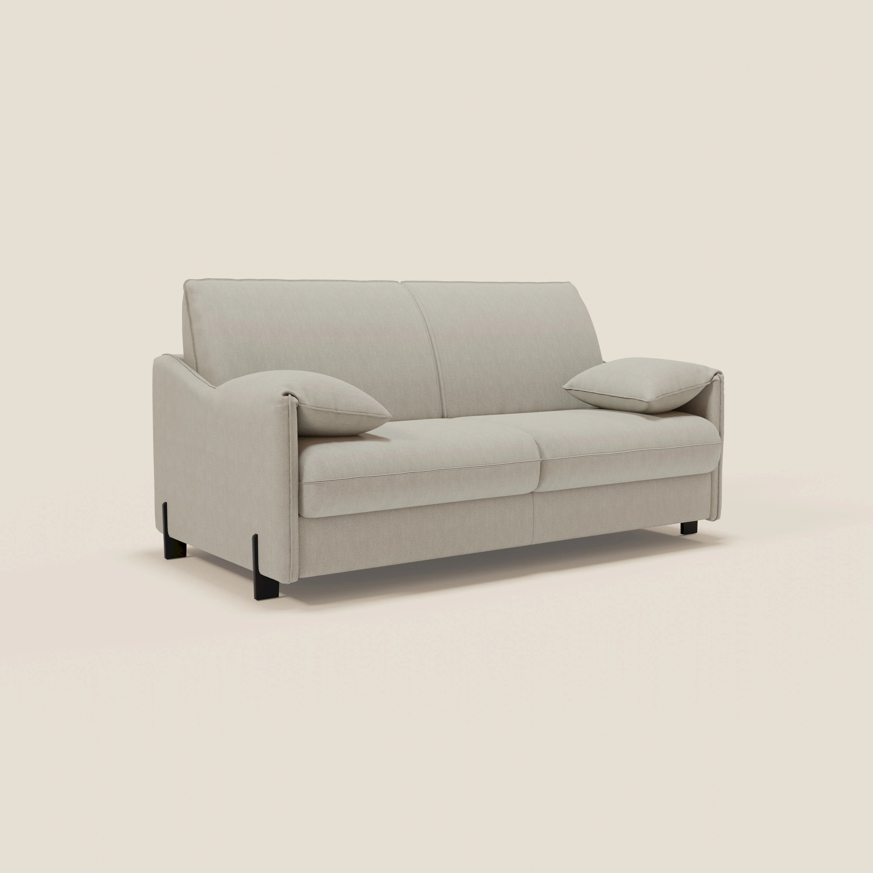 Primula divano letto con materasso alto 18 cm - braccioli mobili e tessuto smacchiabile T05 - divani.store