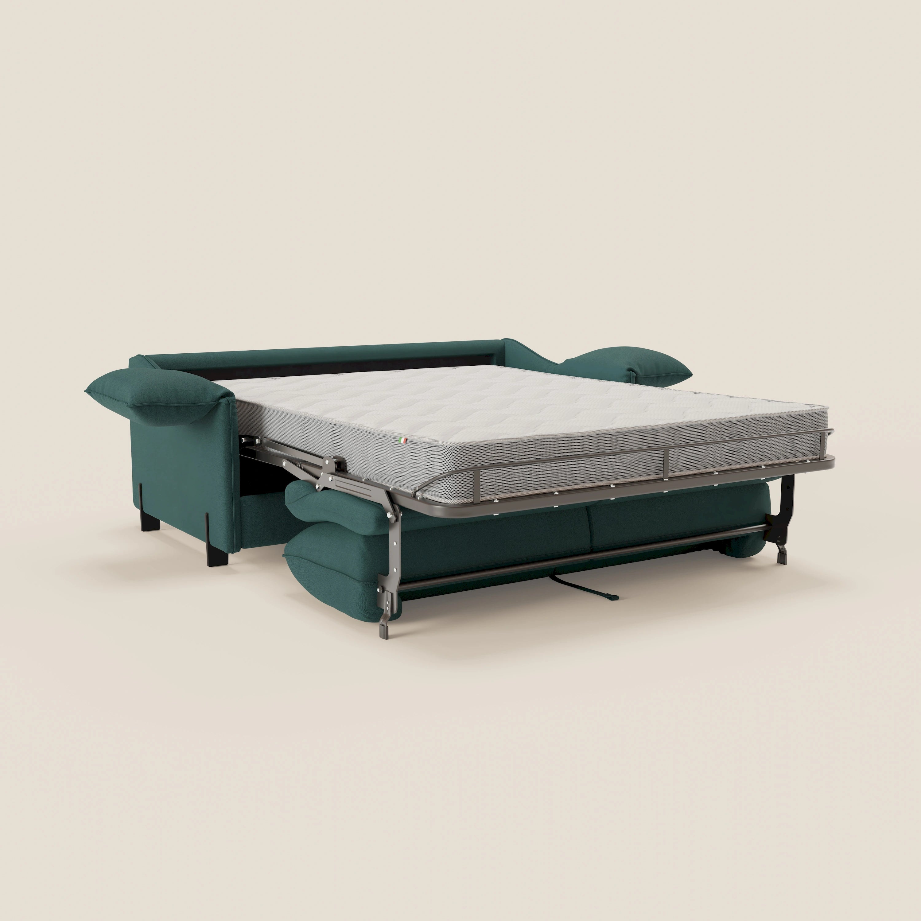 Primula divano letto con materasso alto 18 cm - braccioli mobili e tessuto smacchiabile T05 - divani.store