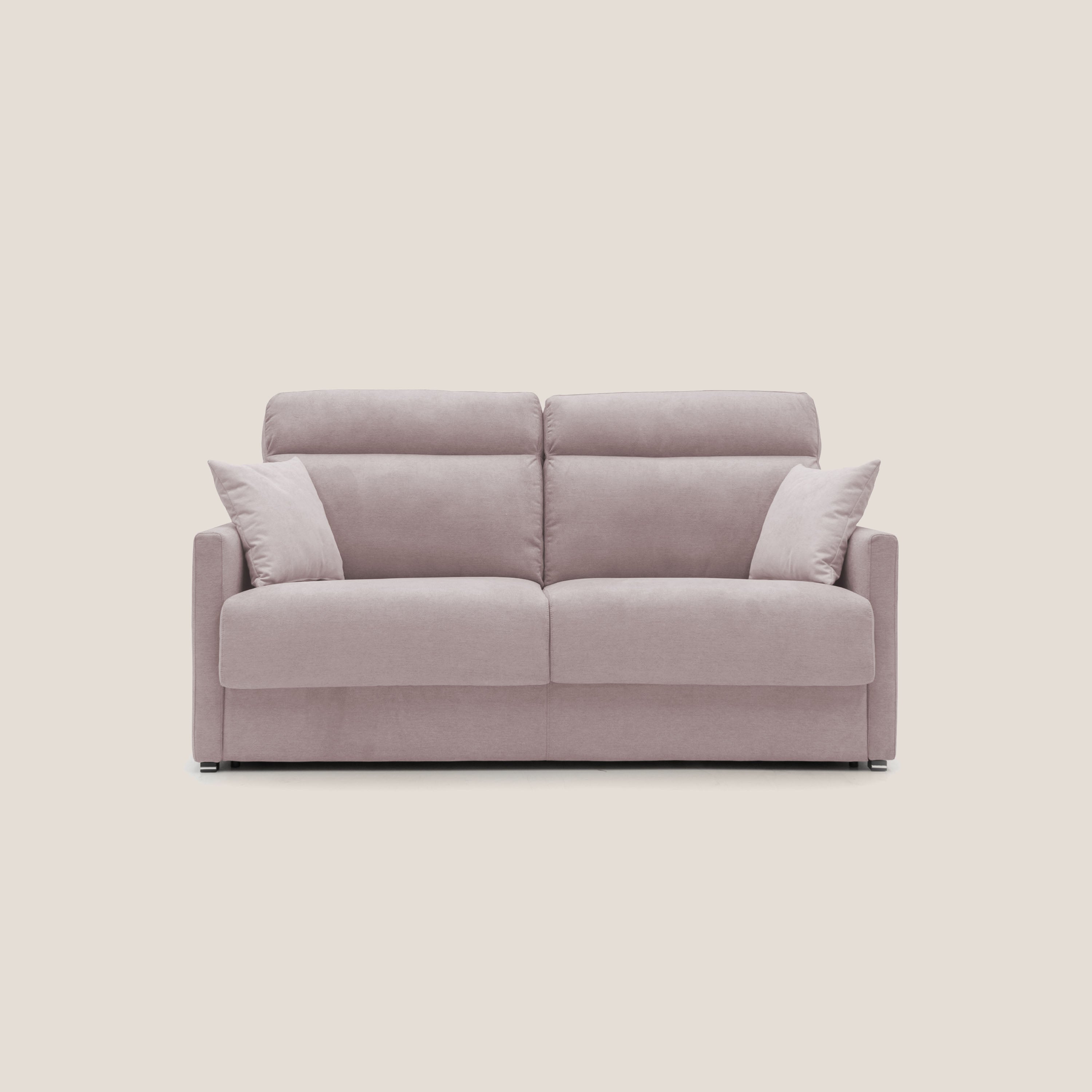 Margot Divano letto matrimoniale con schienale morbido alto in tessuto T02 rosa - divani.store