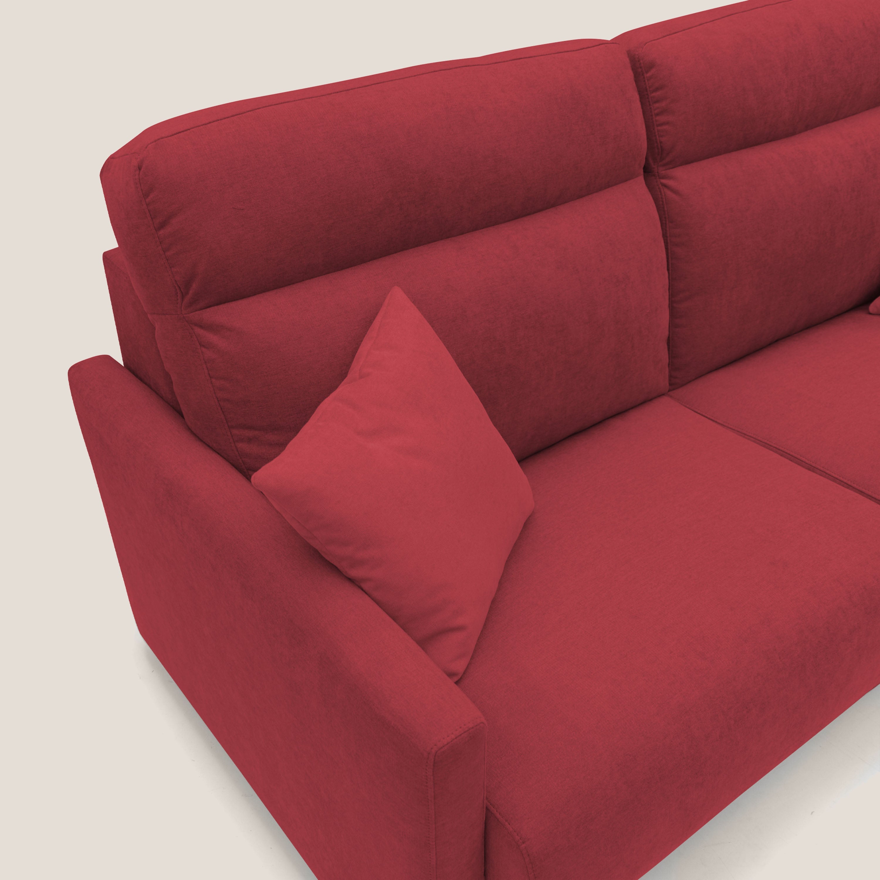 Margot Divano letto matrimoniale con schienale morbido alto in tessuto T02 rosso - divani.store