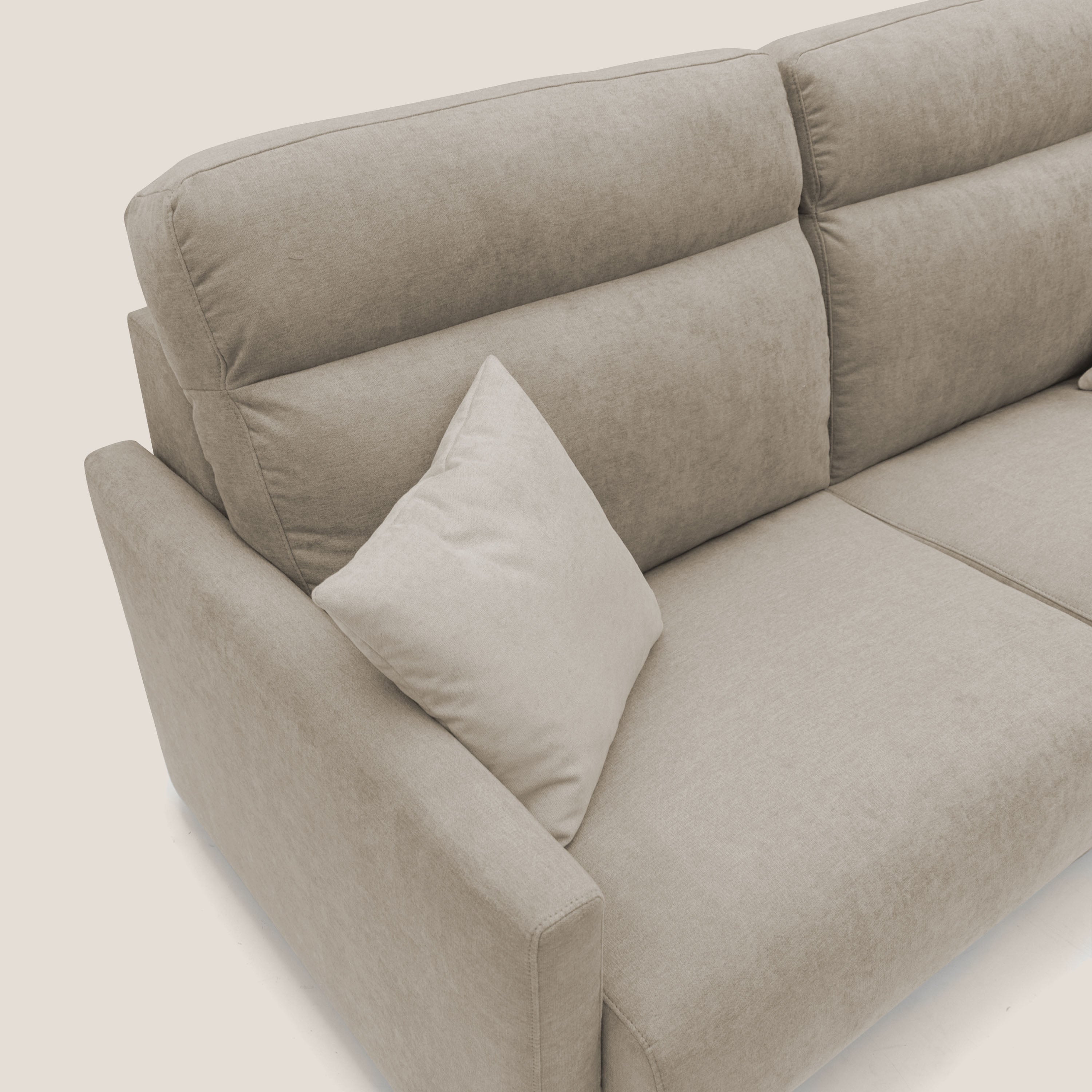Margot Divano letto matrimoniale con schienale morbido alto in tessuto T02 beige - divani.store