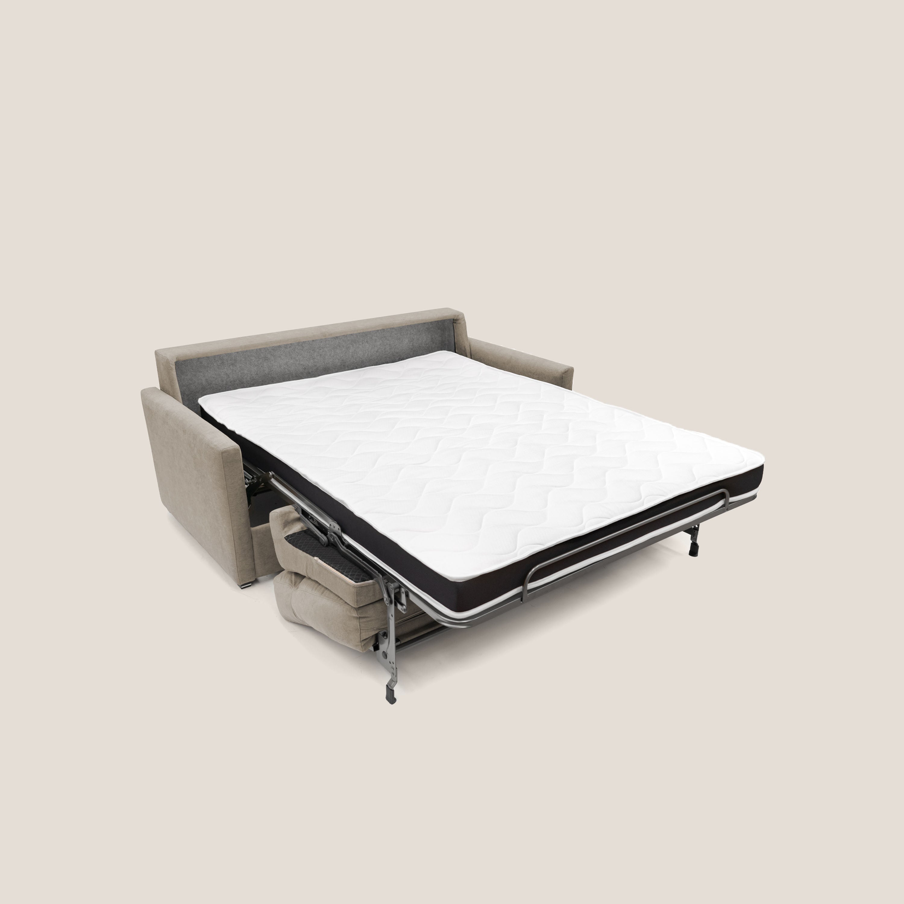 Margot Divano letto matrimoniale con schienale morbido alto in tessuto T02 beige - divani.store