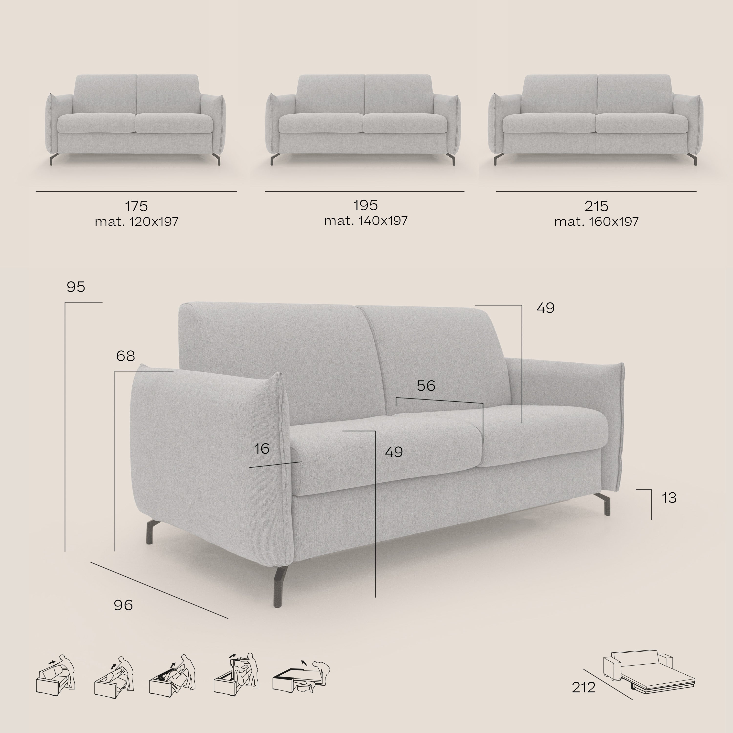 Scarlet canapé convertible en tissu mixte  coton imperméable T19 beige