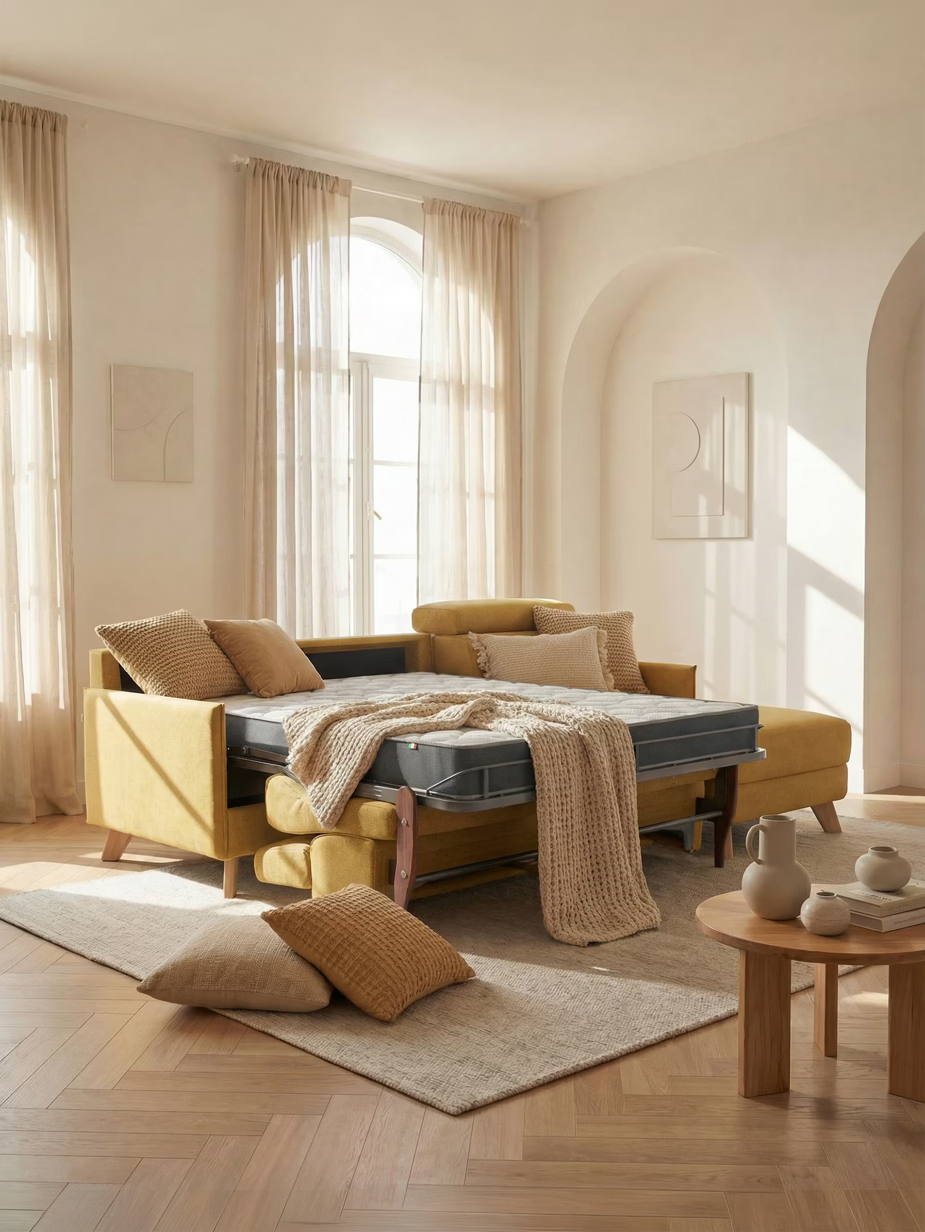 Sole Canapé d'angle convertible avec chaise longue avec coffre et têtières inclinables - tissu détachable T23