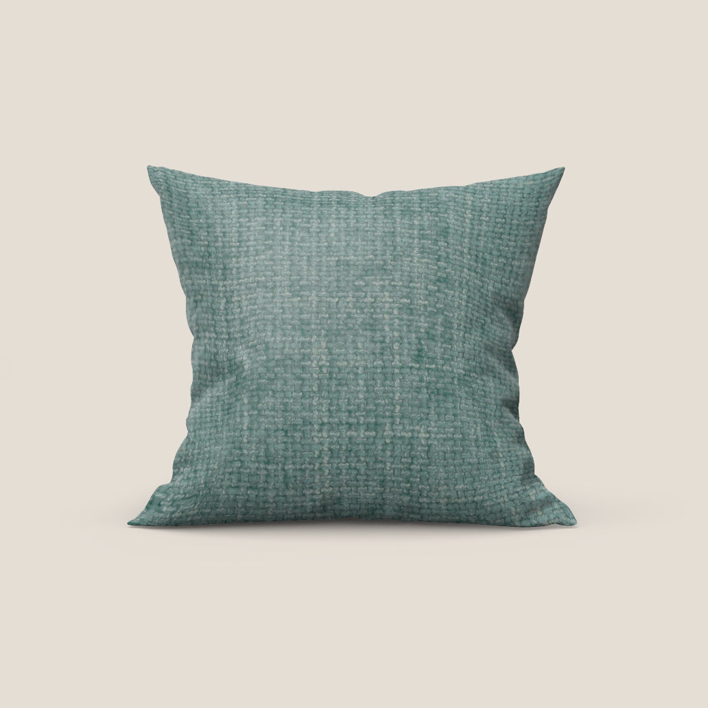 Montana cuscino disponibile in diversi colori realizzato in morbido tessuto a trama grossa impermeabile T10 verde acqua - divani.store
