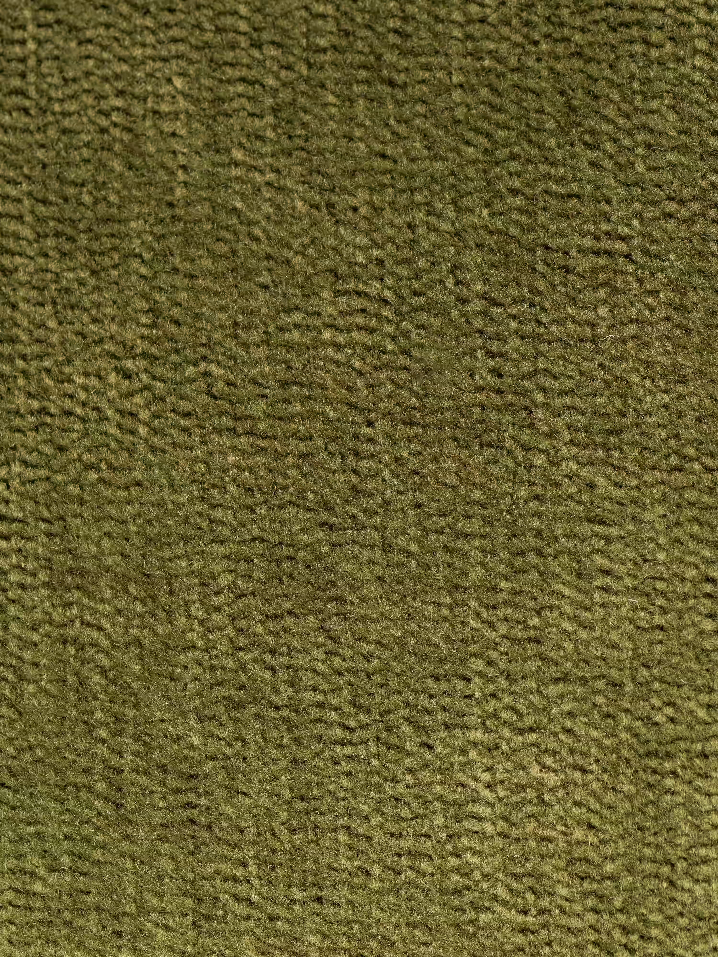 Primo piano dettagliato del tessuto verde oliva a trama ruvida utilizzato per la poltrona letto Rift di Divani.Store con materasso alto 24 cm e memory foam – schienale mobile e tessuto smacchiabile T31. La superficie presenta una consistenza morbida e soffice con un motivo a coste sottile e irregolare che ricorda il velluto a coste o il velluto, ideale per poltrone letto contemporanee e modelli moderni di poltrone trasformabili. Non sono presenti cuciture visibili, imperfezioni o segni distintivi.
