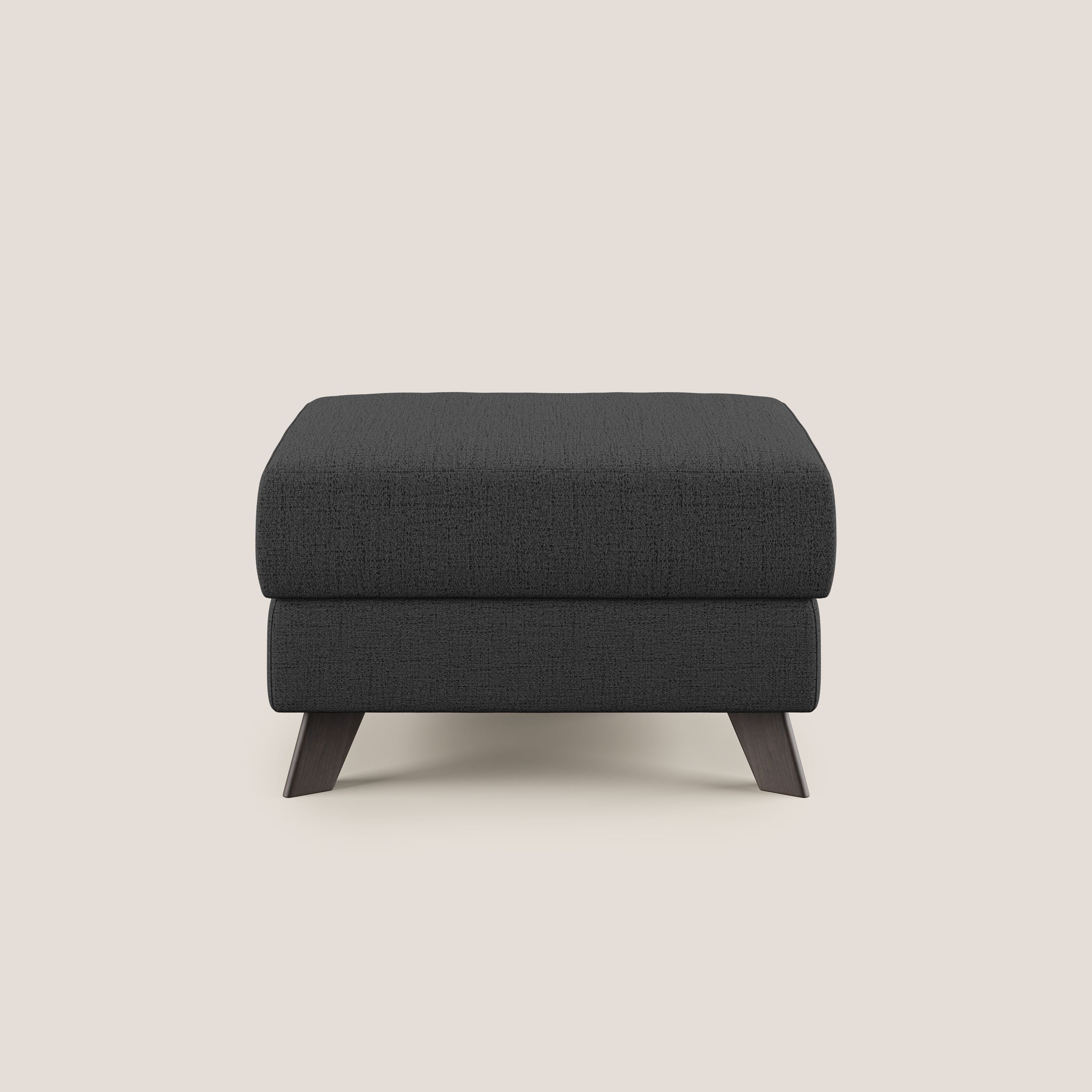 Moon Pouf contenitore e piedini alti in tessuto morbido impermeabile fiammato T03 antracite - divani.store