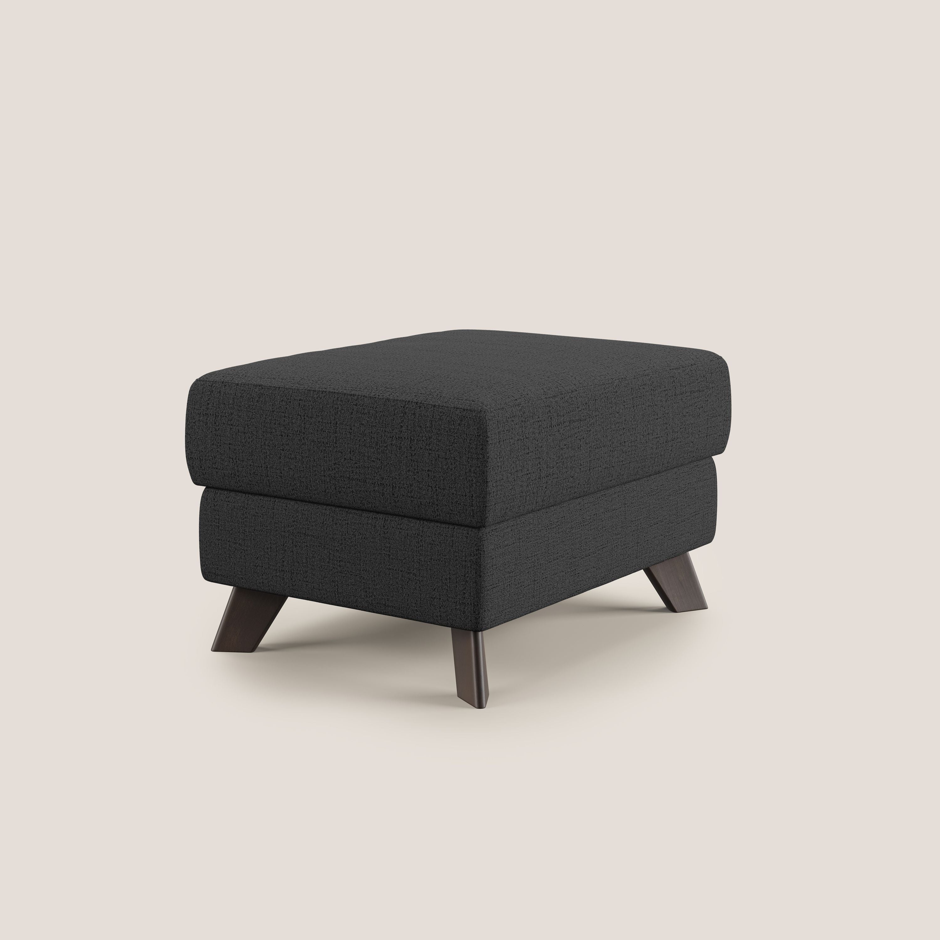 Moon Pouf contenitore e piedini alti in tessuto morbido impermeabile fiammato T03 antracite - divani.store