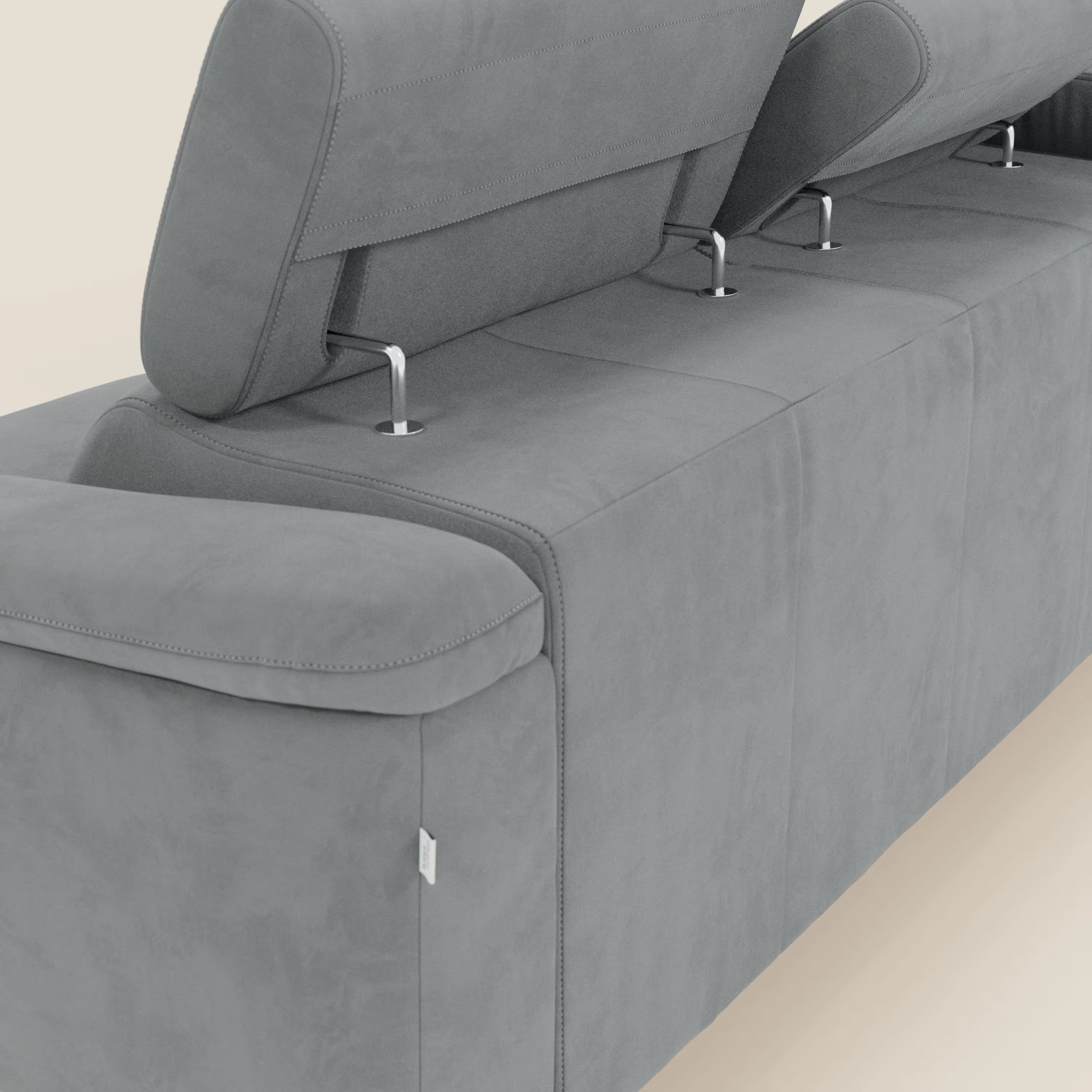 Arcos Canapé avec méridienne - pieds hauts et têtières inclinables en microfibre imperméable T11 gris