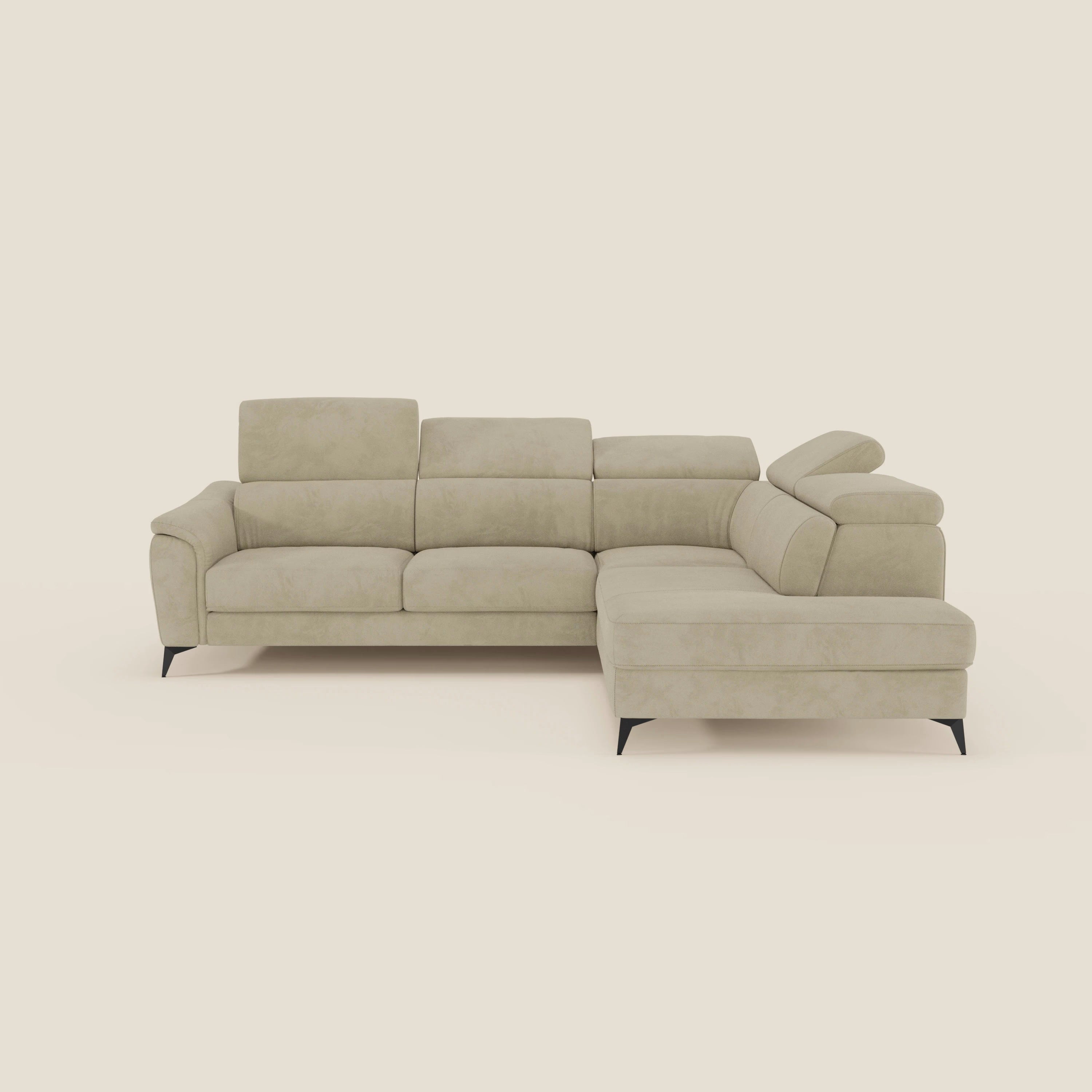 Arcos Canapé d'angle - pieds hauts et têtières inclinables en microfibre imperméable T11 beige