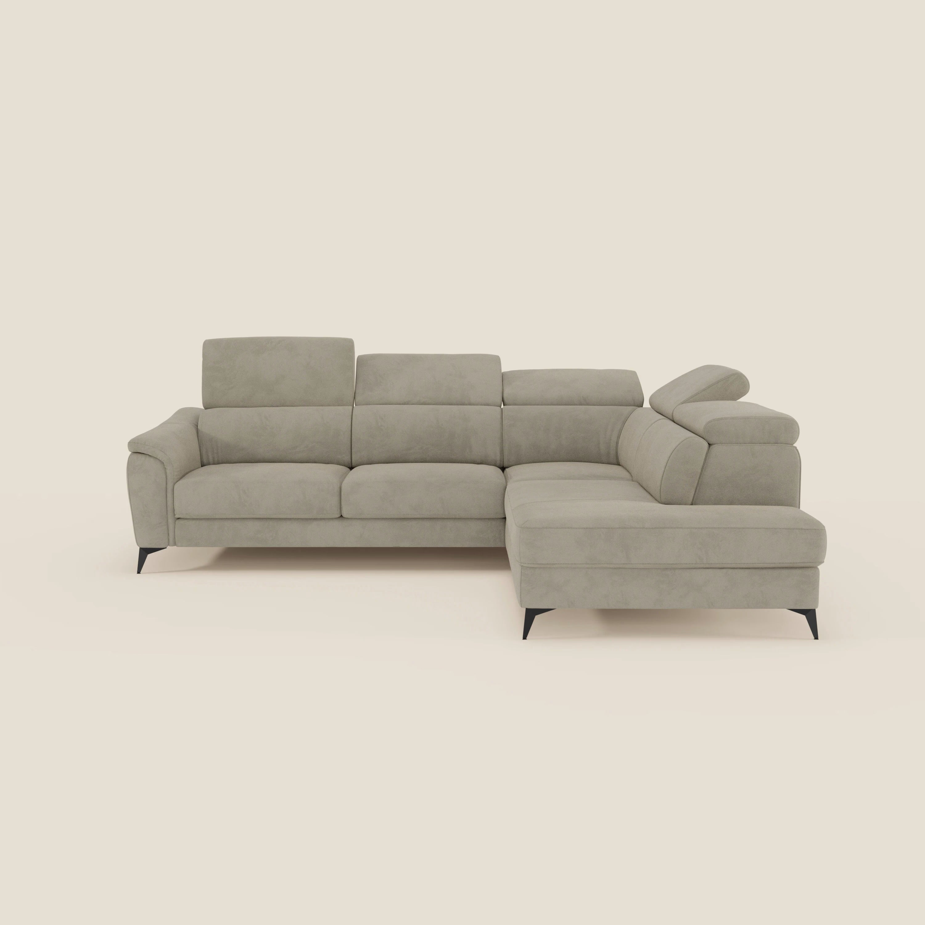 Arcos Canapé d'angle - pieds hauts et têtières inclinables en microfibre imperméable T11 taupe