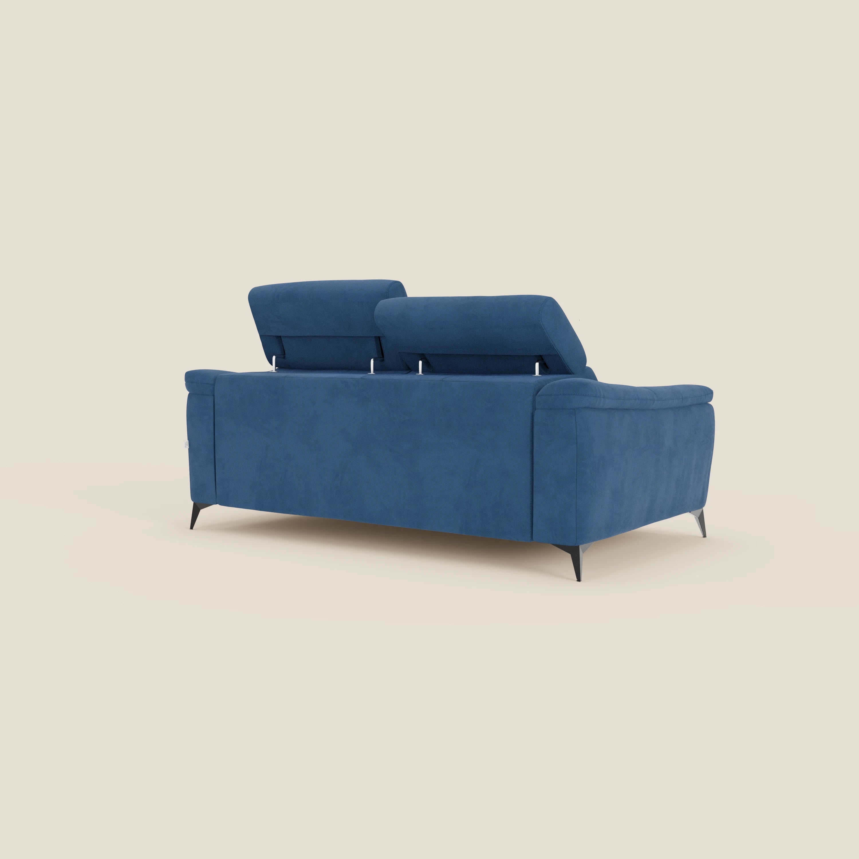 Arcos Canapé 3 places - pieds hauts et têtières inclinables en microfibre imperméable T11 bleu