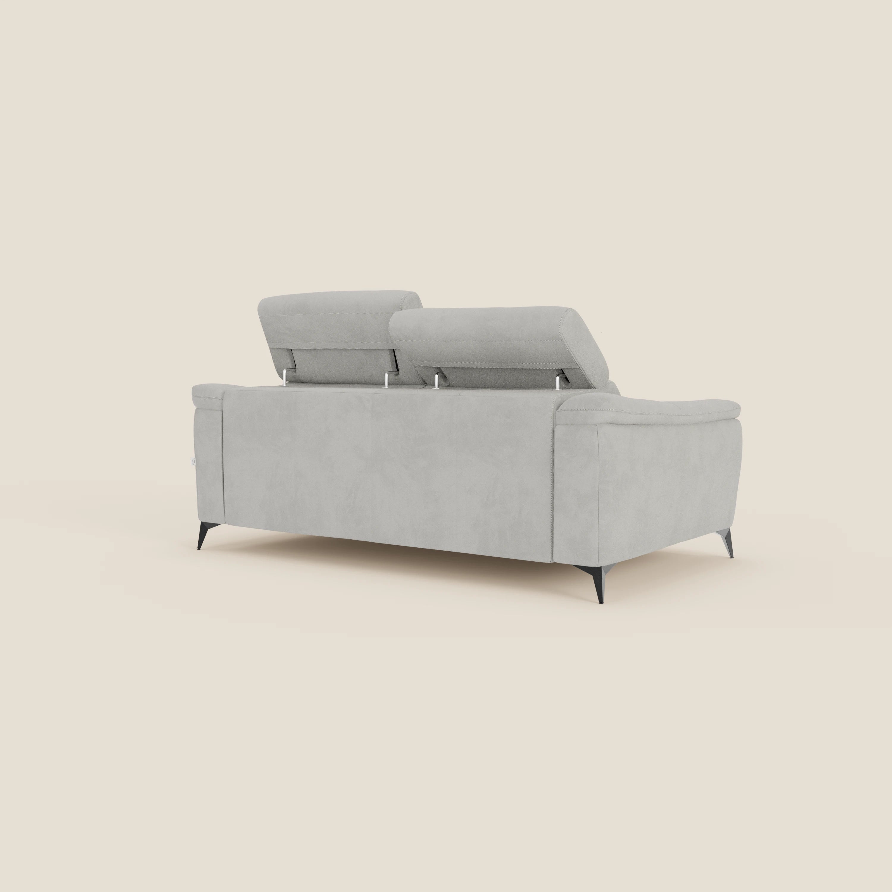 Arcos Canapé 3 places - pieds hauts et têtières inclinables en microfibre imperméable T11 gris clair