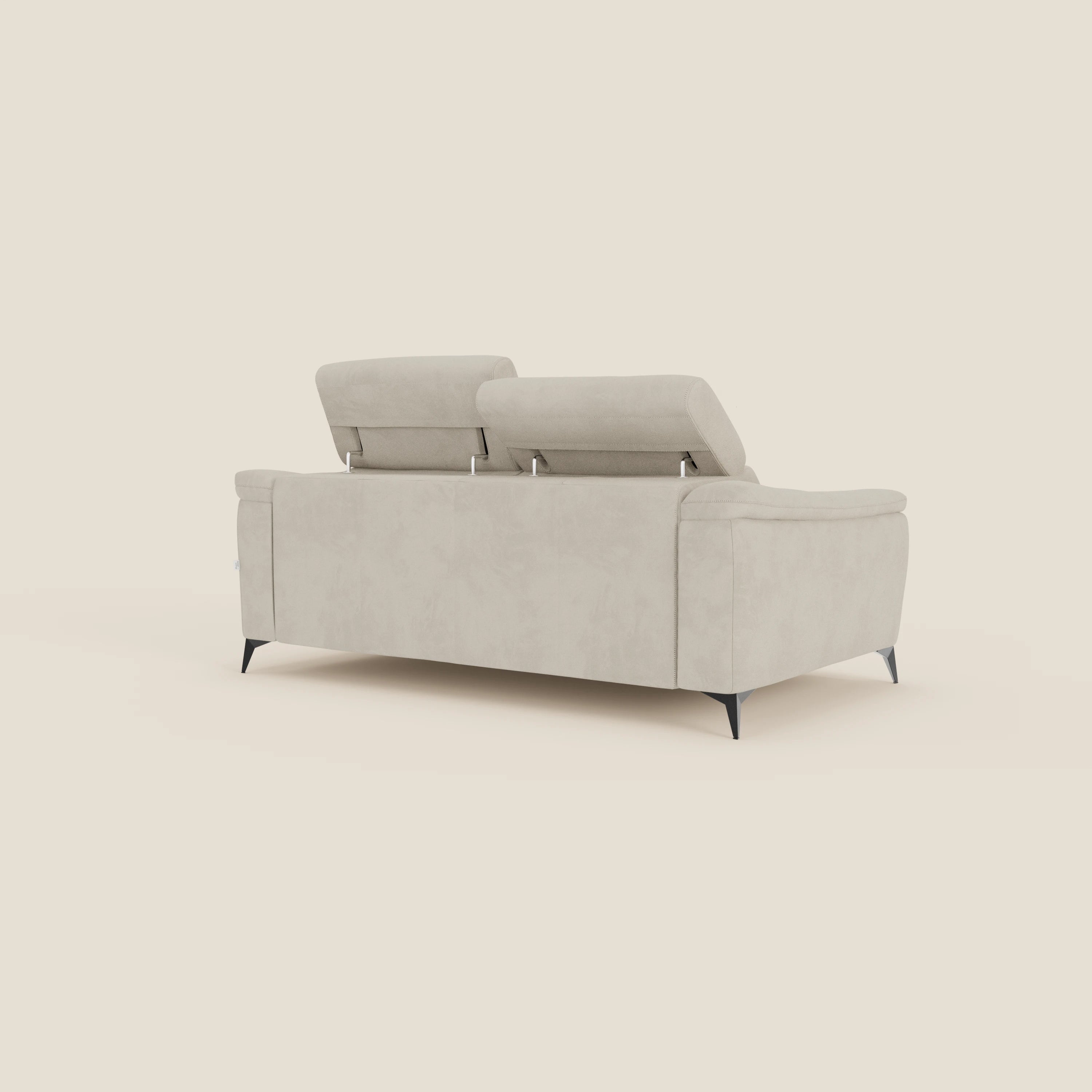 Arcos Canapé 3 places - pieds hauts et têtières inclinables en microfibre imperméable T11 crème