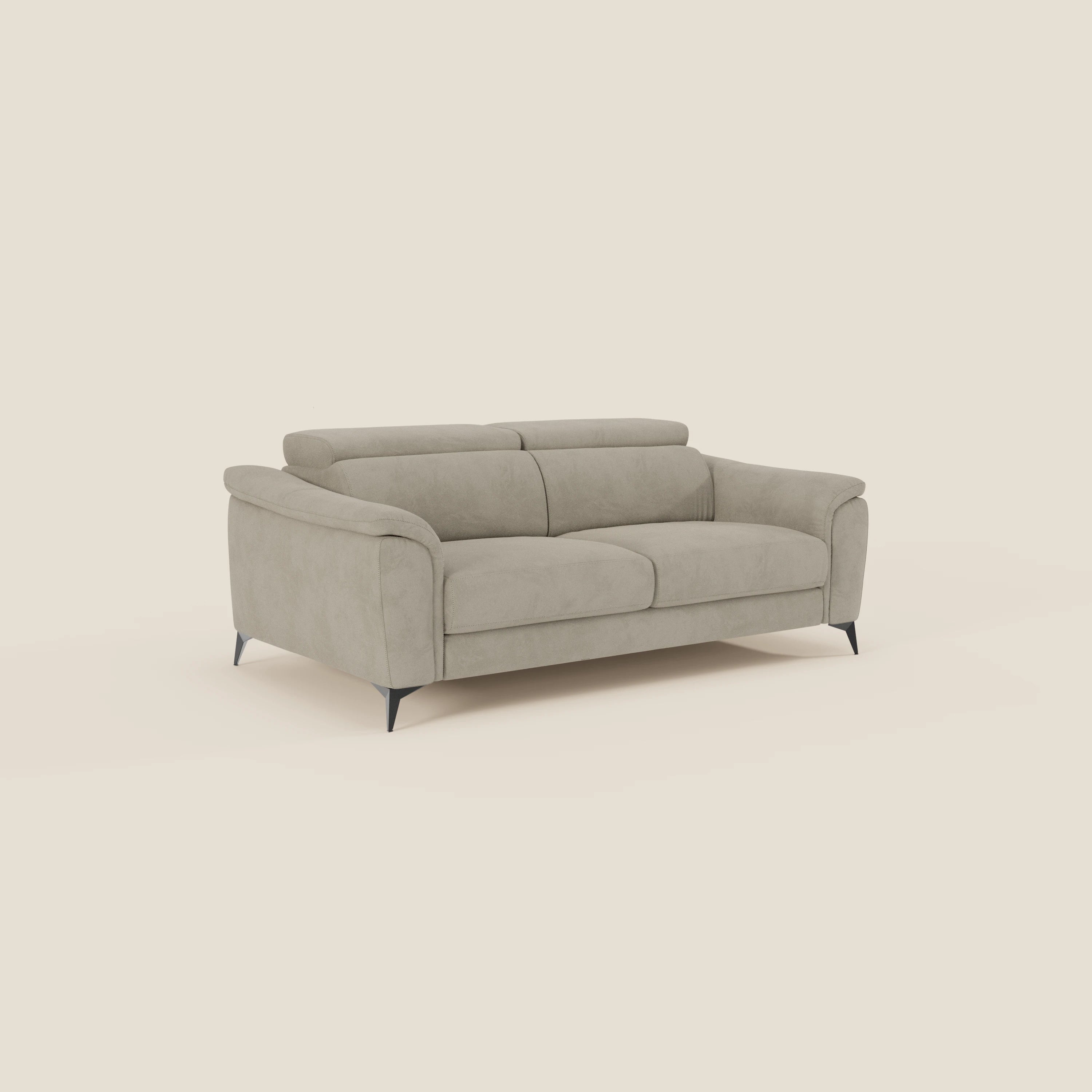 Arcos Canapé 3 places - pieds hauts et têtières inclinables en microfibre imperméable T11 taupe