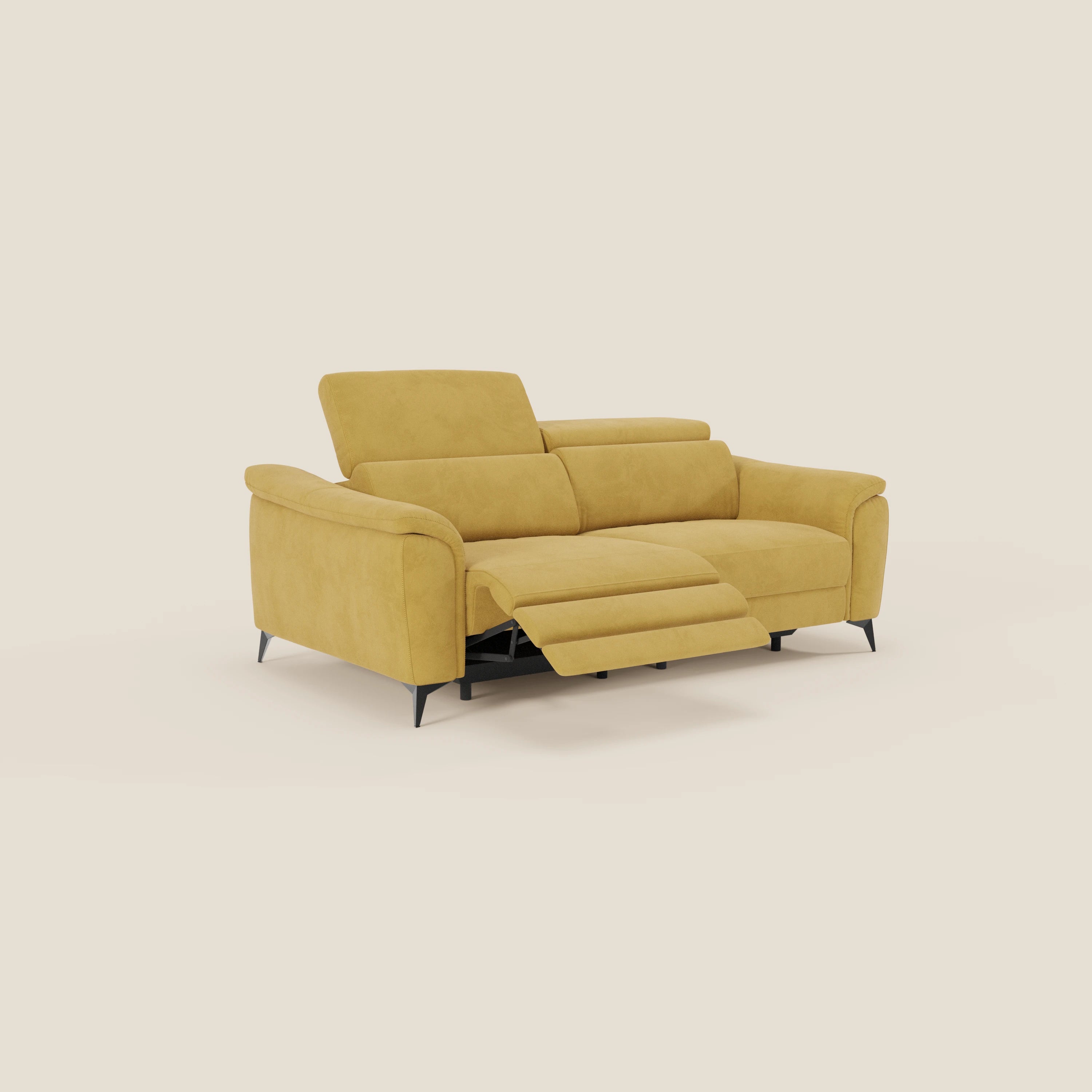 Arcos Canapé 3 places - pieds hauts et têtières inclinables en microfibre imperméable T11 jaune