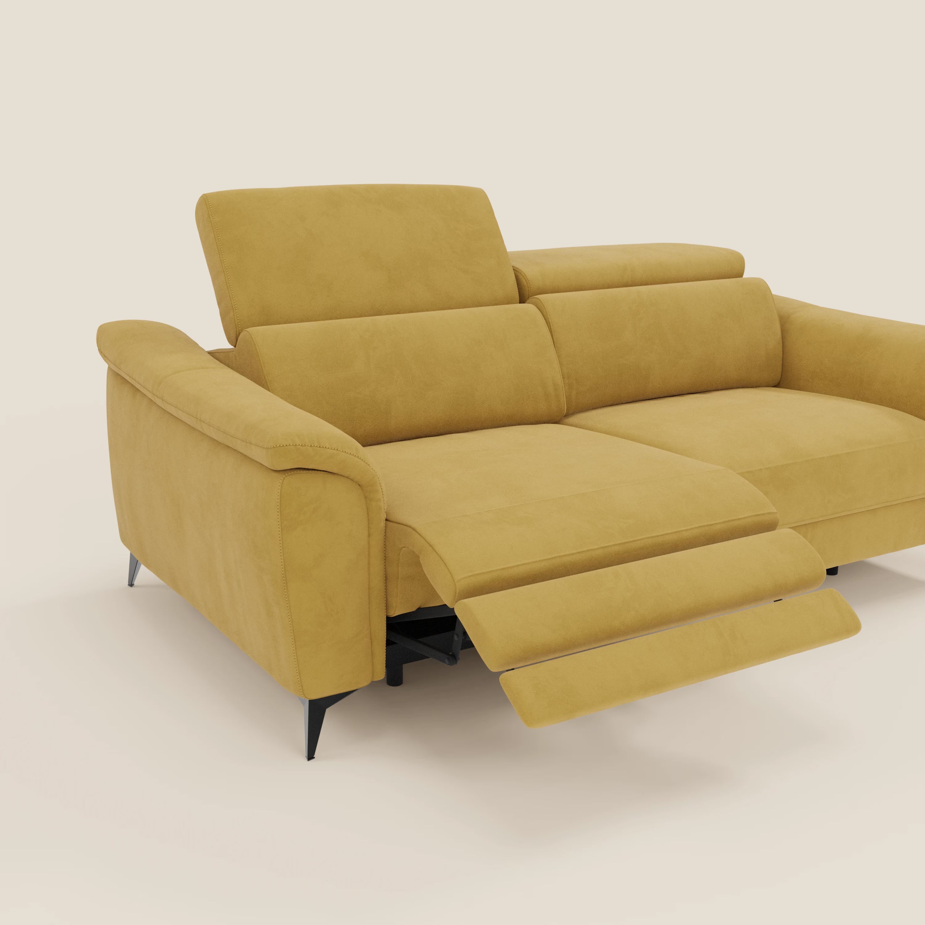 Arcos Canapé 3 places - pieds hauts et têtières inclinables en microfibre imperméable T11 jaune