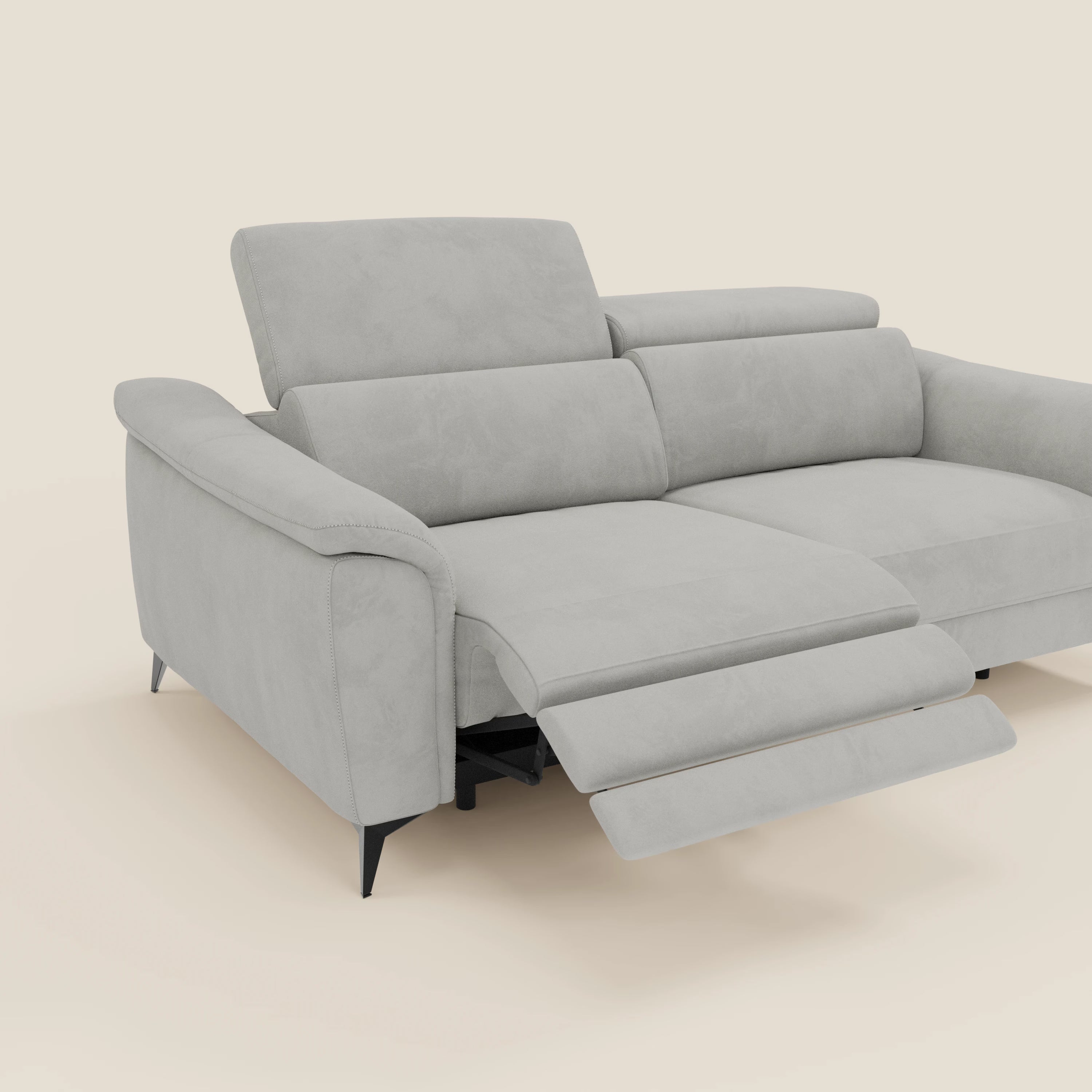 Arcos Canapé 3 places - pieds hauts et têtières inclinables en microfibre imperméable T11 gris clair