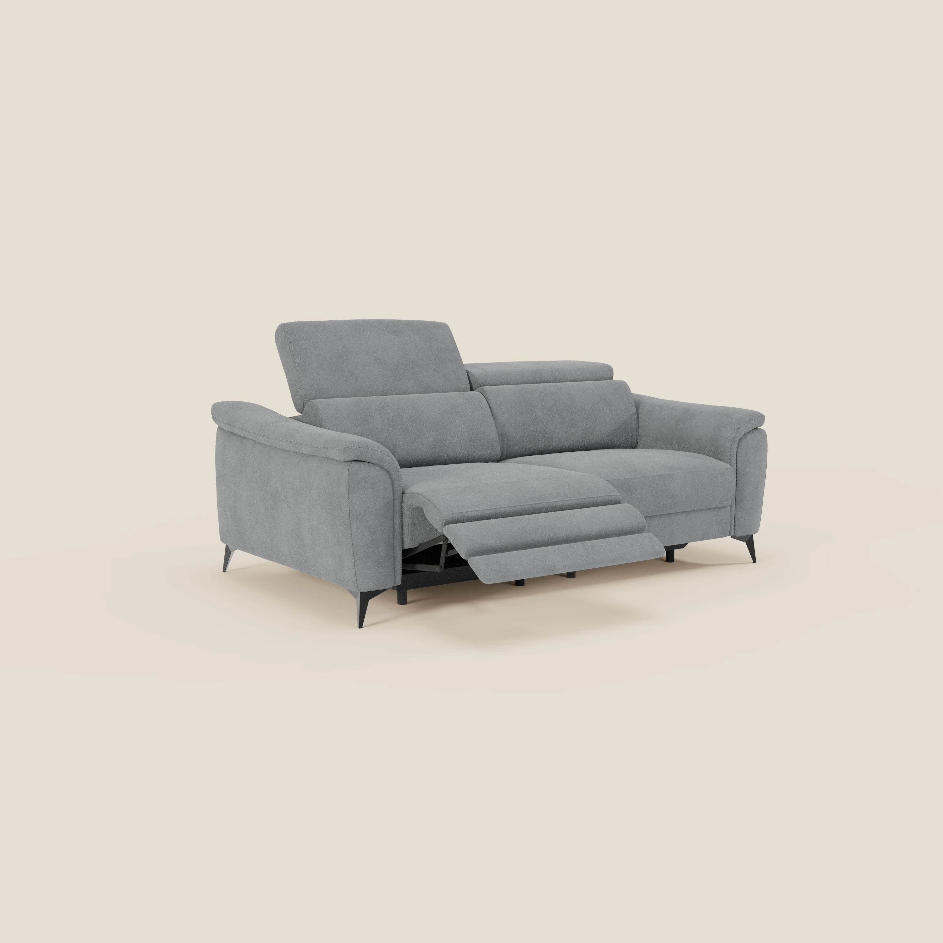 Arcos Canapé 3 places - pieds hauts et têtières inclinables en microfibre imperméable T11 gris