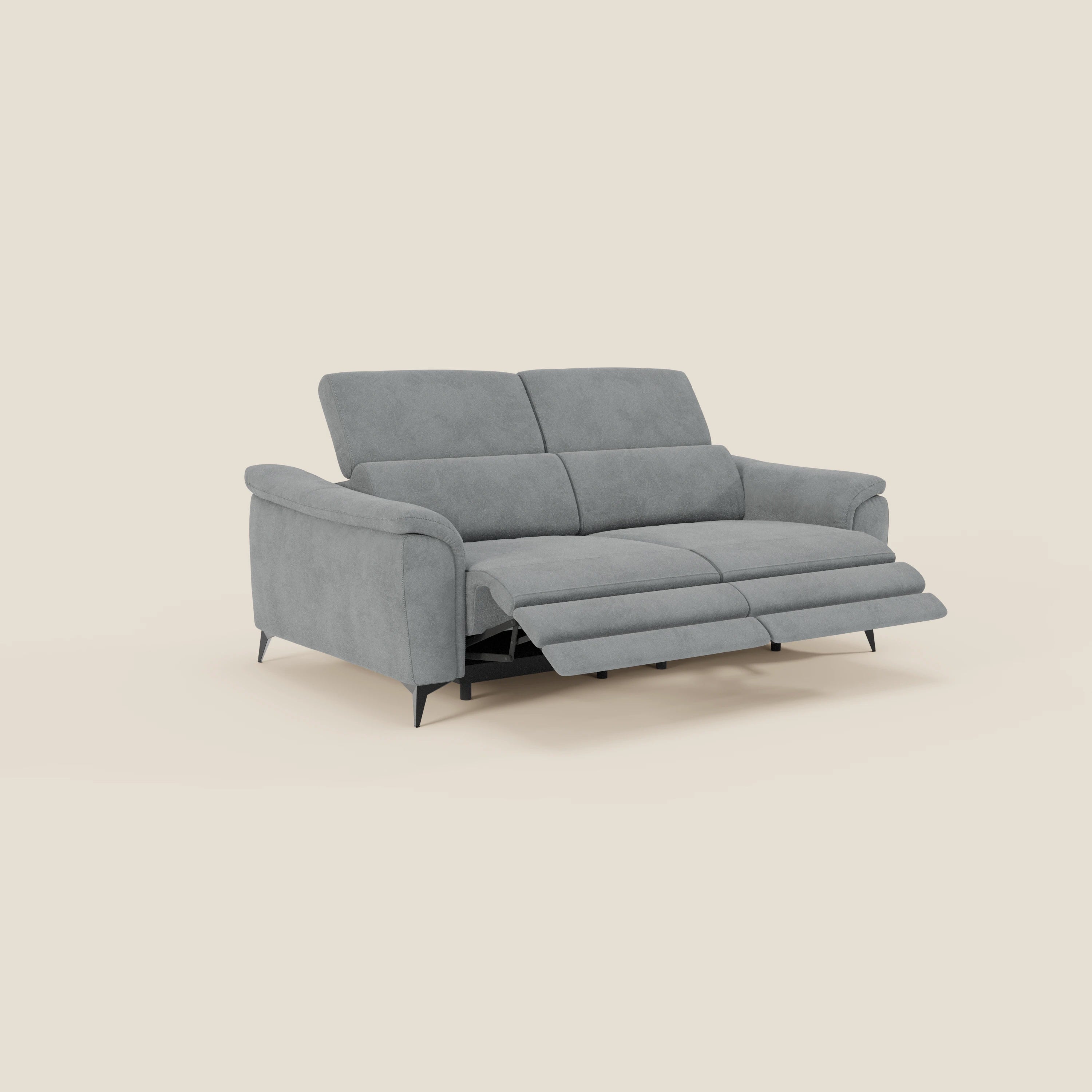 Arcos Canapé 3 places - pieds hauts et têtières inclinables en microfibre imperméable T11 gris