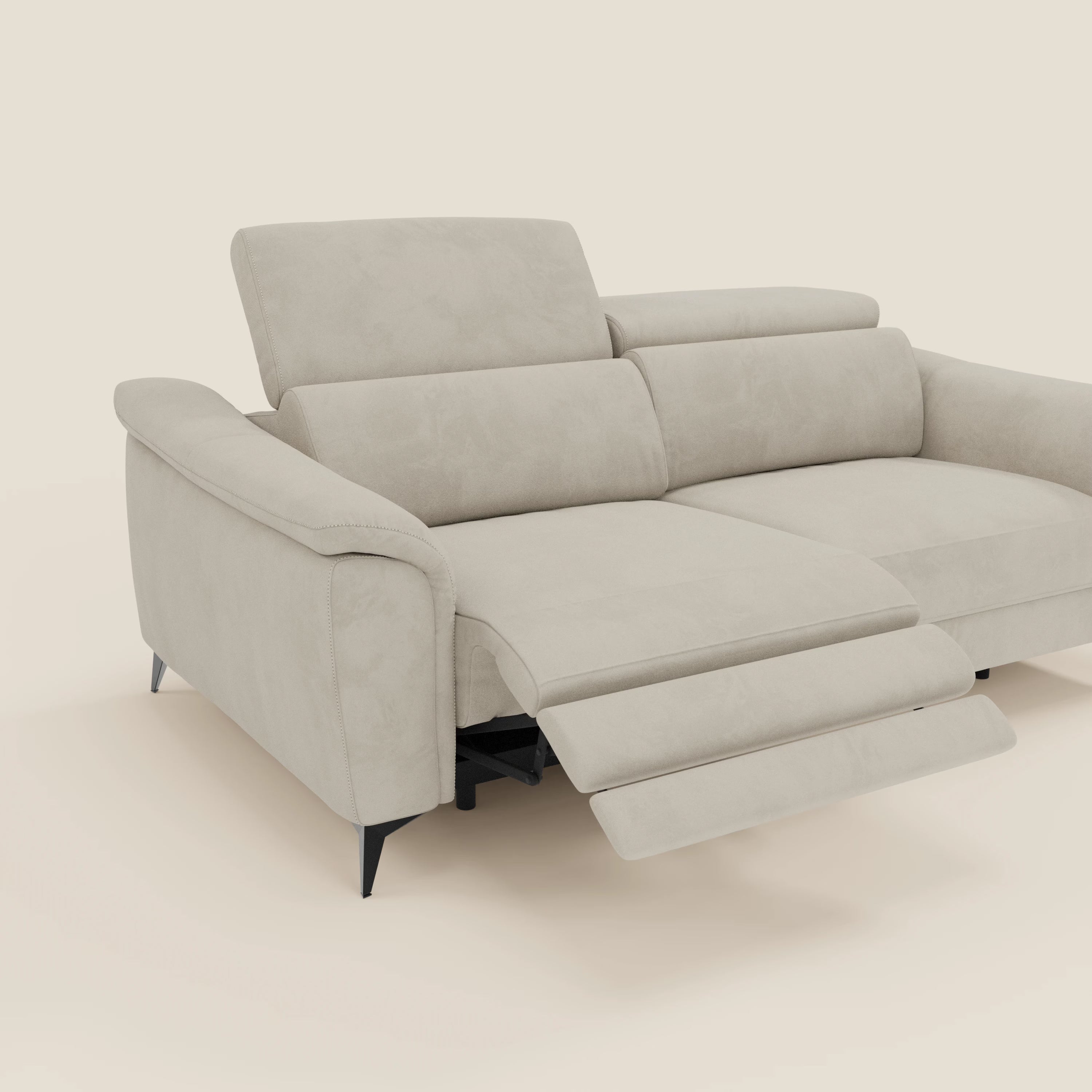 Arcos Canapé 3 places - pieds hauts et têtières inclinables en microfibre imperméable T11 crème