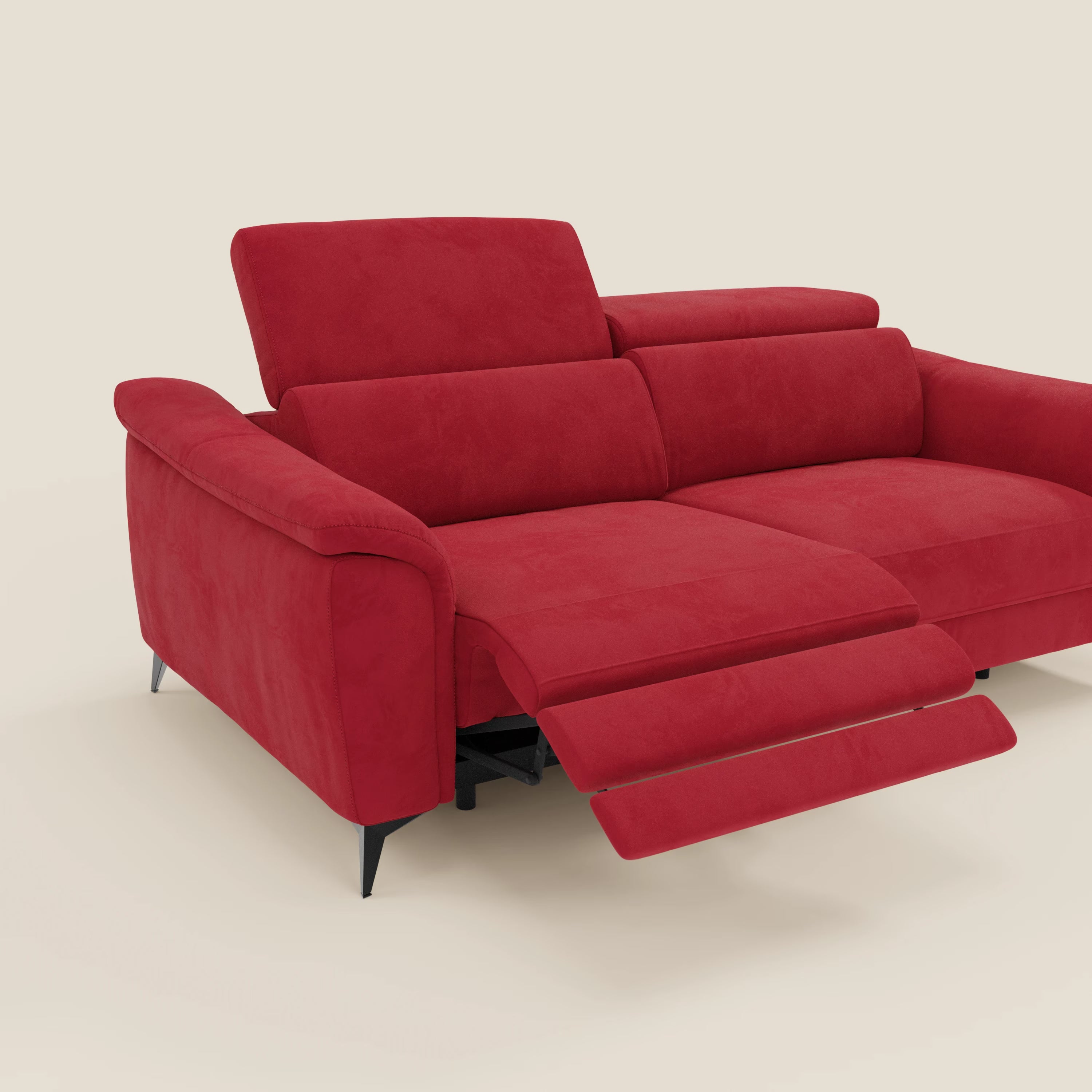 Arcos Canapé 3 places - pieds hauts et têtières inclinables en microfibre imperméable T11 rouge